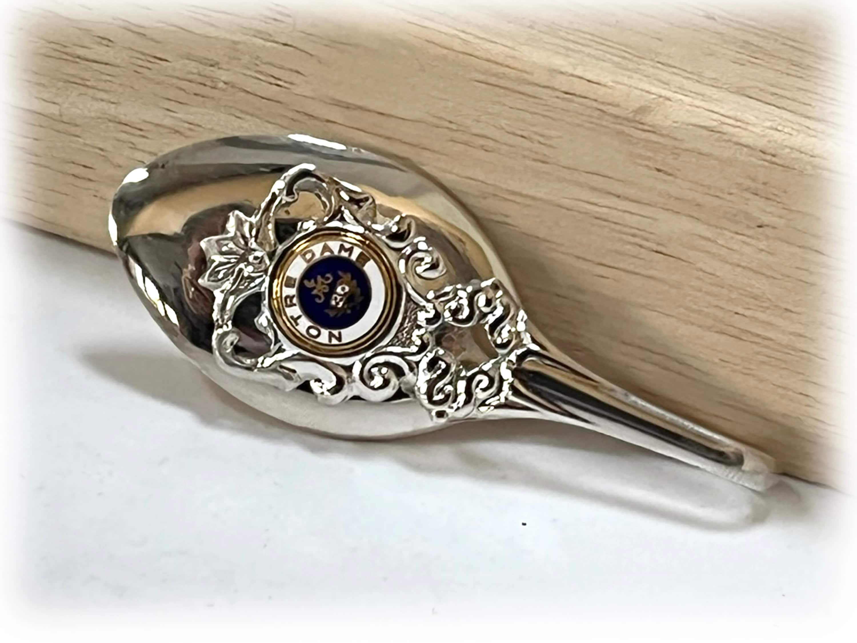 Notre Dame Silverplate Money Clip, Tie Clip, Upcycled Vintage Collector Spoon, Graduate Gift, Enameled