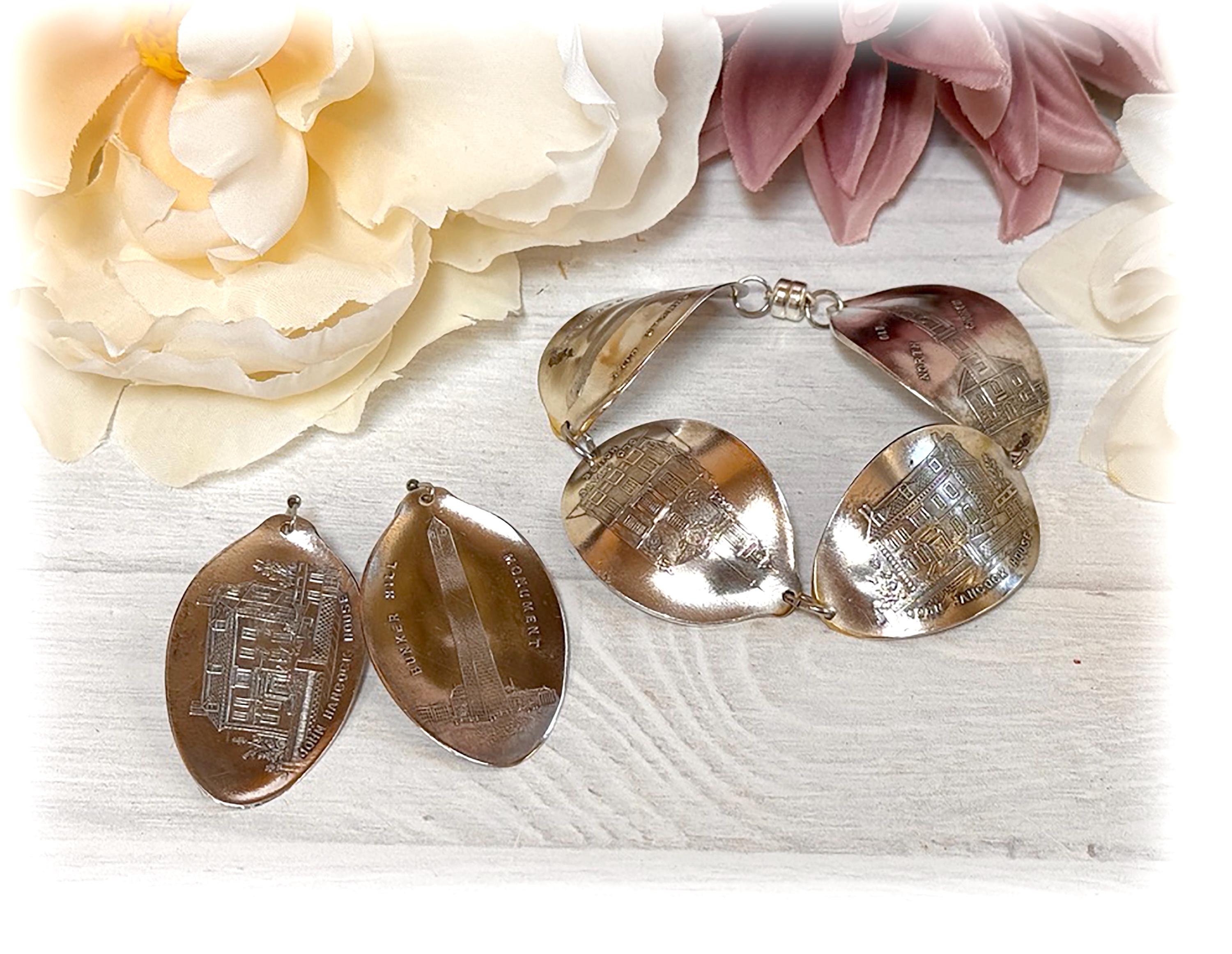 Boston Souvenir Spoon Bracelet or Earrings: Landmark Silverplate Jewelry