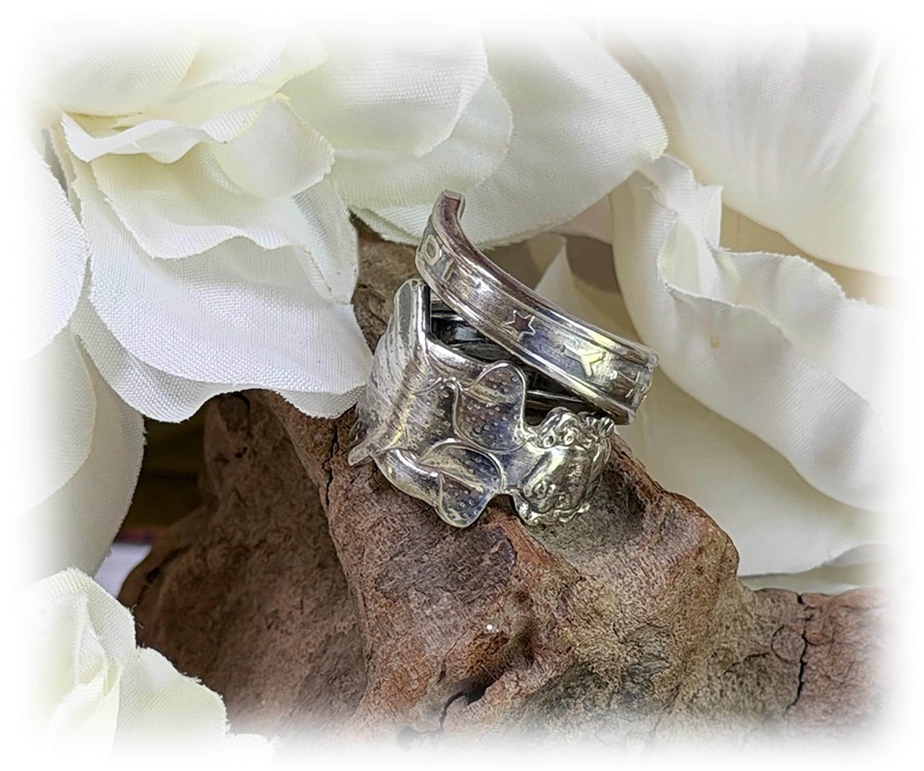 Spoon Ring, Betty Lou Dionne Quintuplets Upcycled Silverplate Spiral Ring 1930s