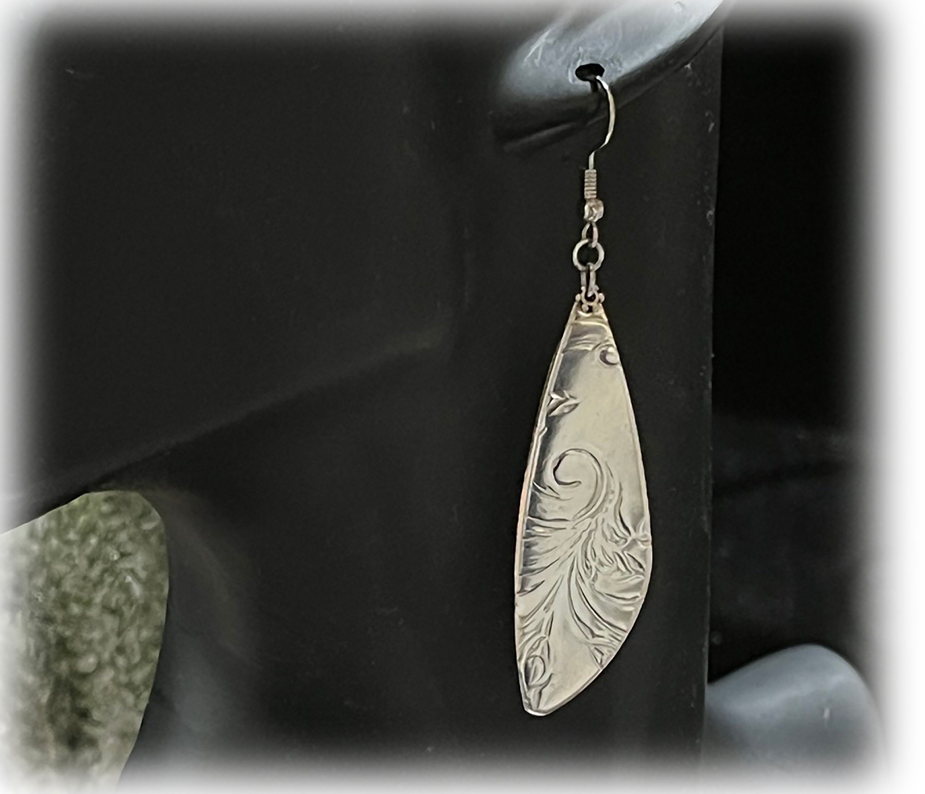 Vintage Silverplate Dangle Earrings: Embossed Baroque Design
