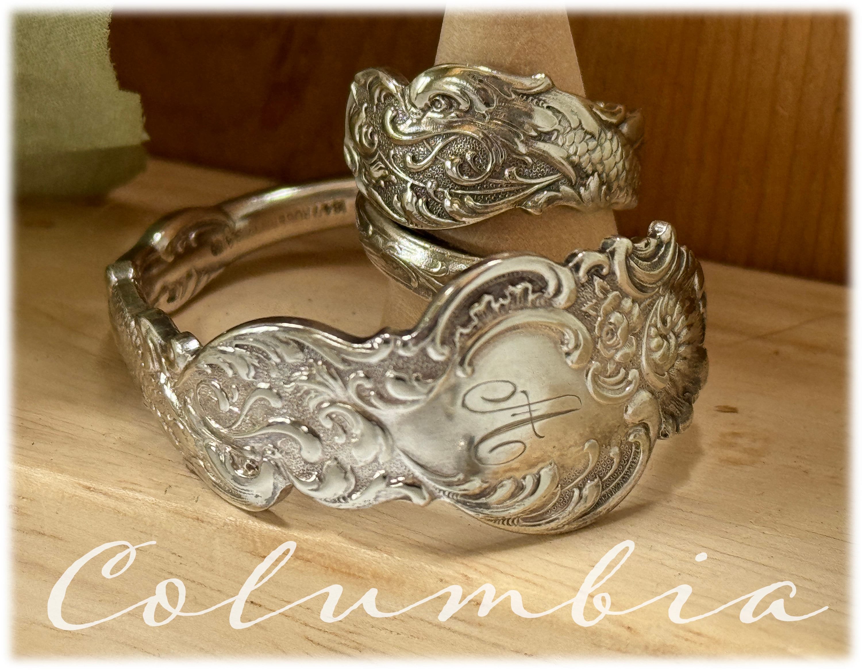 1893 Art Nouveau Spoon Ring: Columbia Sea Serpent, Monogram A