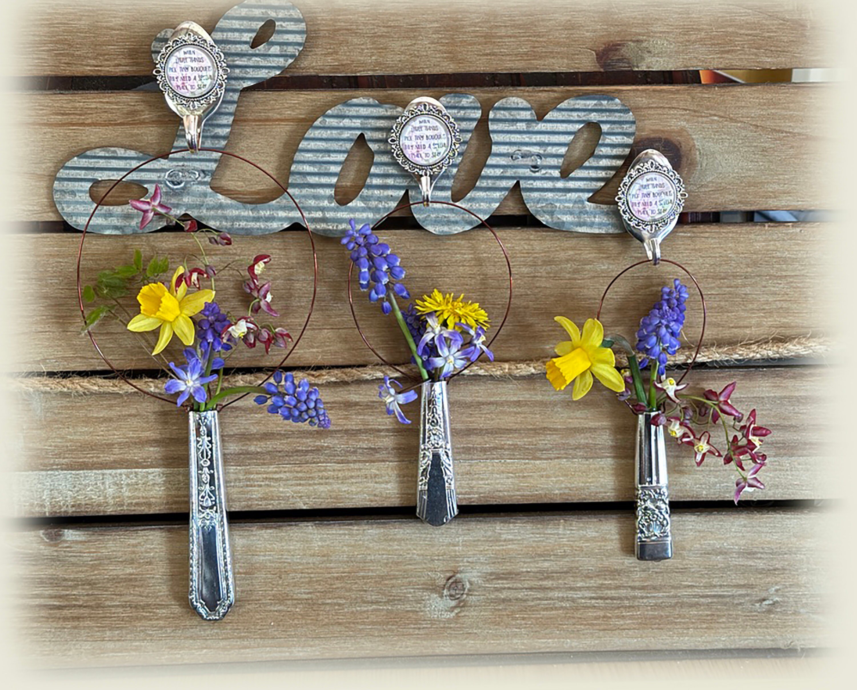 Repurposed Silverplate Knife Mom Vase: Magnetic Little Bouquet Holder