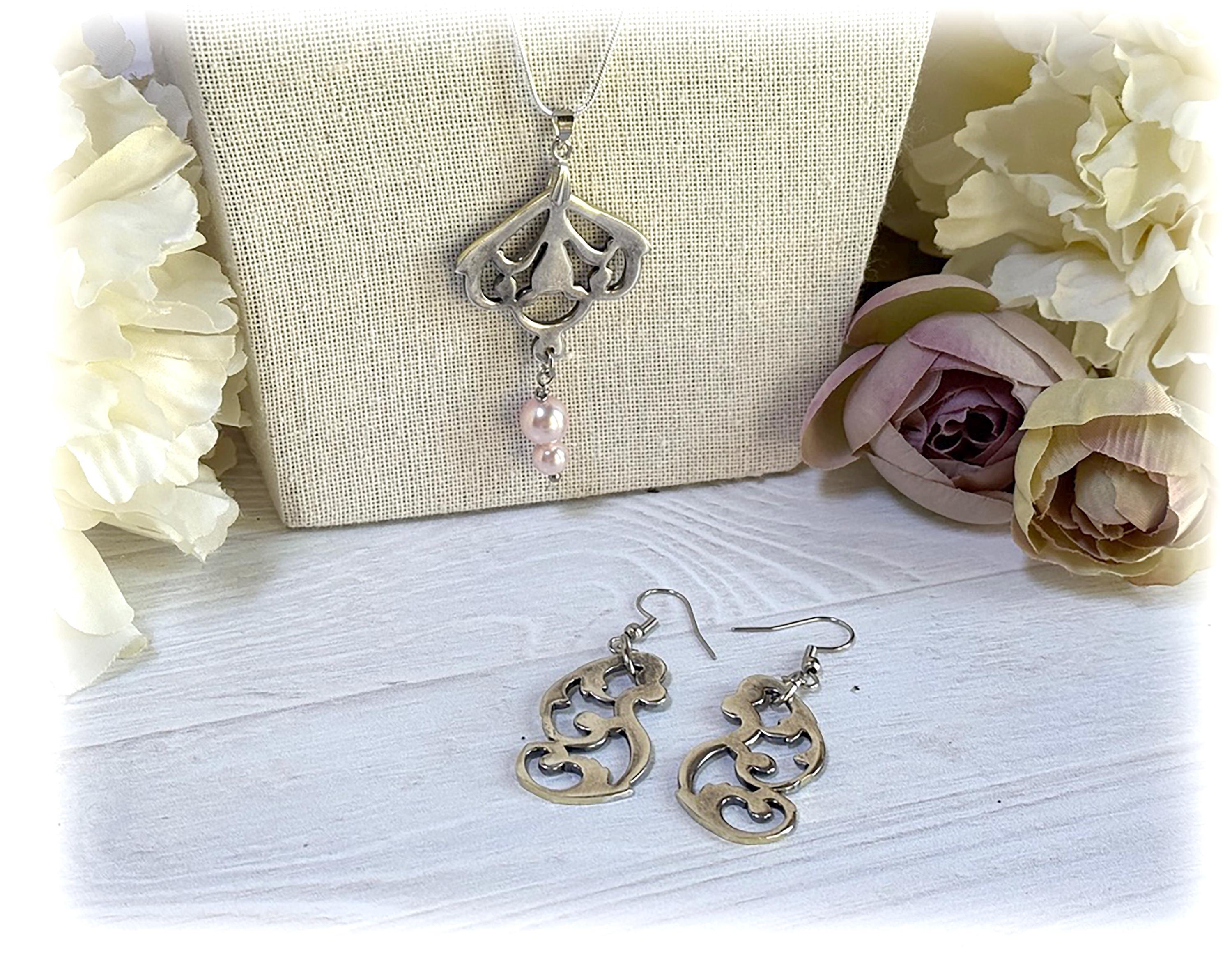 Repurposed Silverplate Scrollwork Earrings or Pendant: Vintage Wine Porringer Jewelry