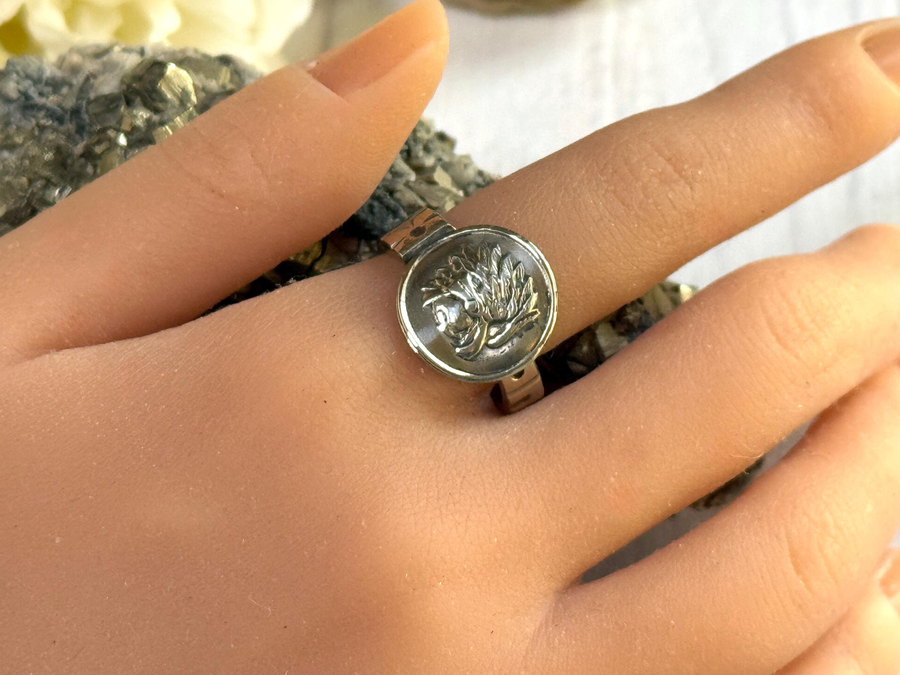 Vintage Mexico Alpaca Silver Spoon Ring: Chief Headdress, Size 10
