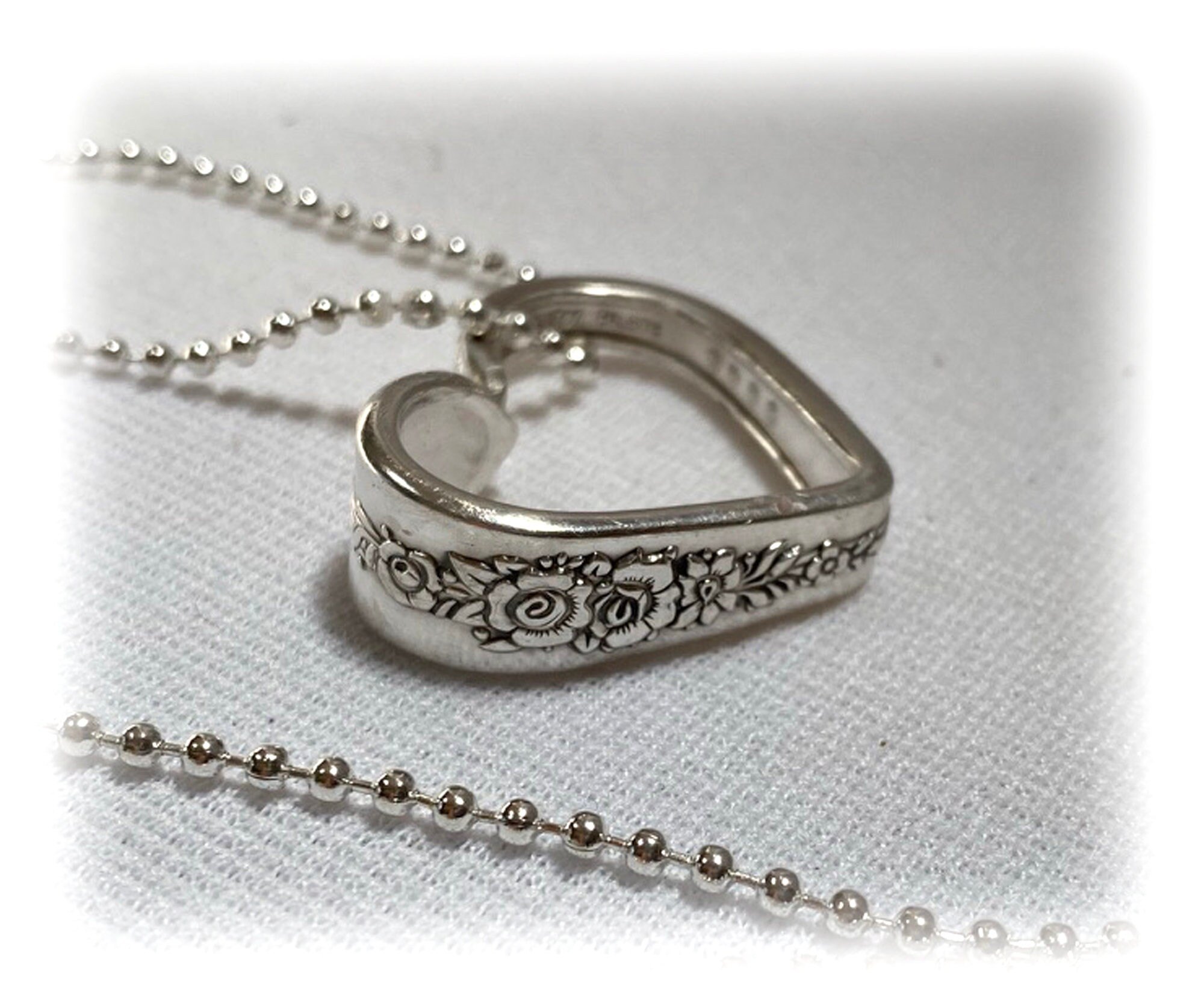 Vintage Royal Rose Silverplate Heart Pendant: Spoon Jewelry