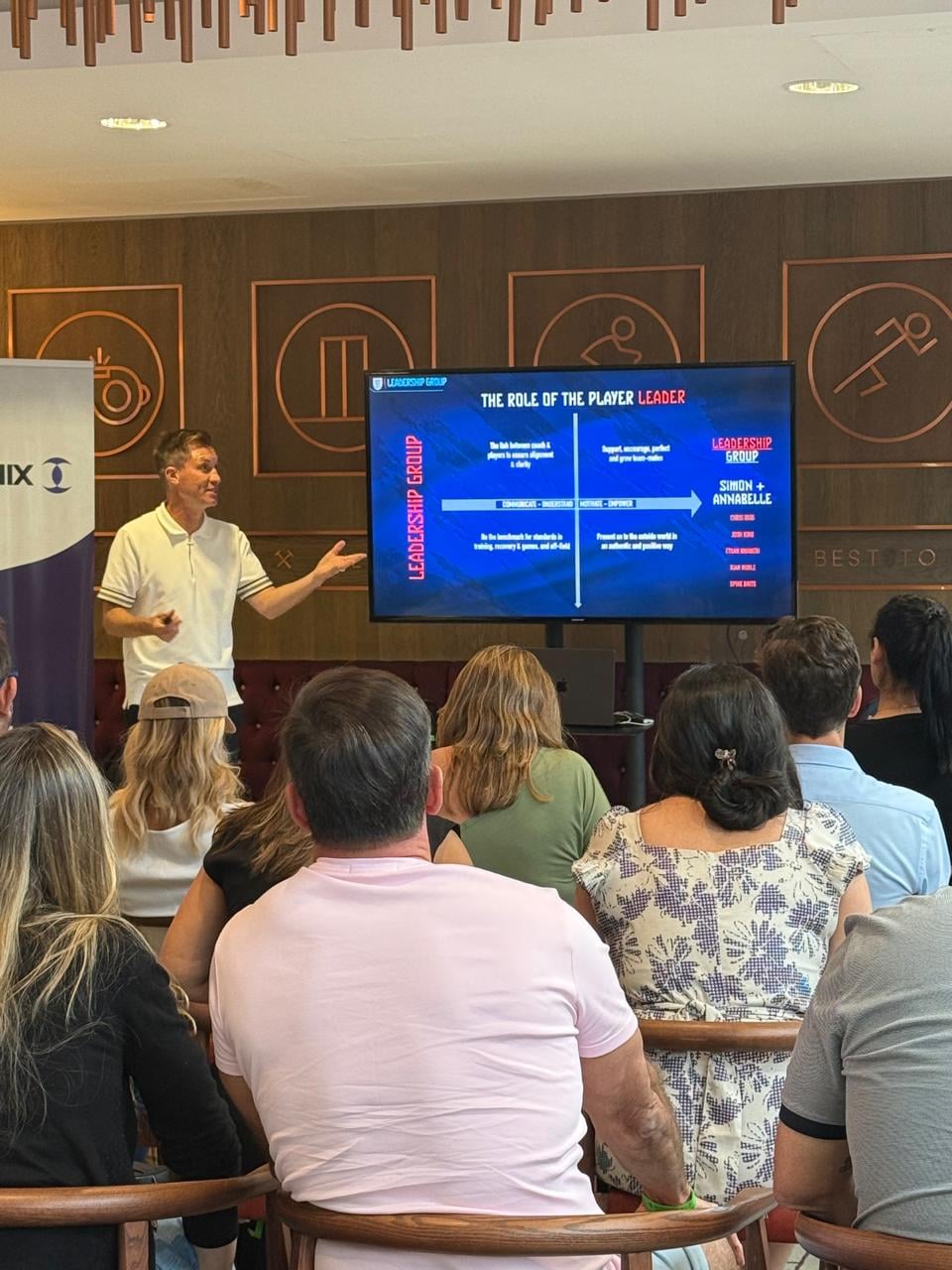 Guests taking part in a leadership discussion at a Football Business Club event