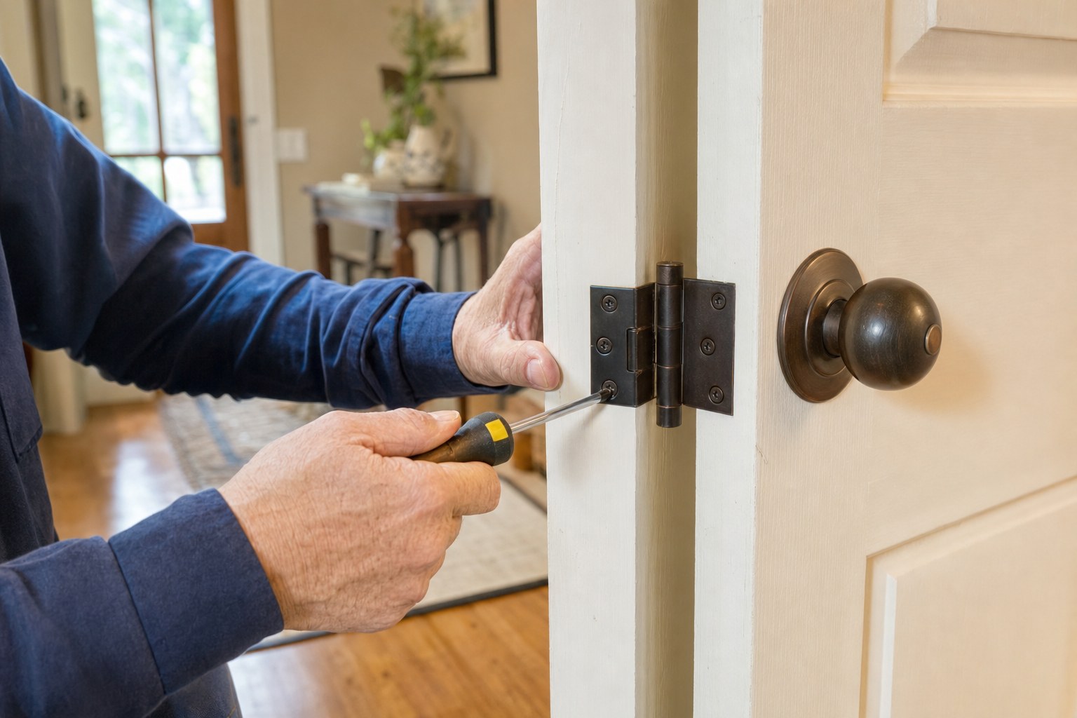 Hand repairing an interior door latch