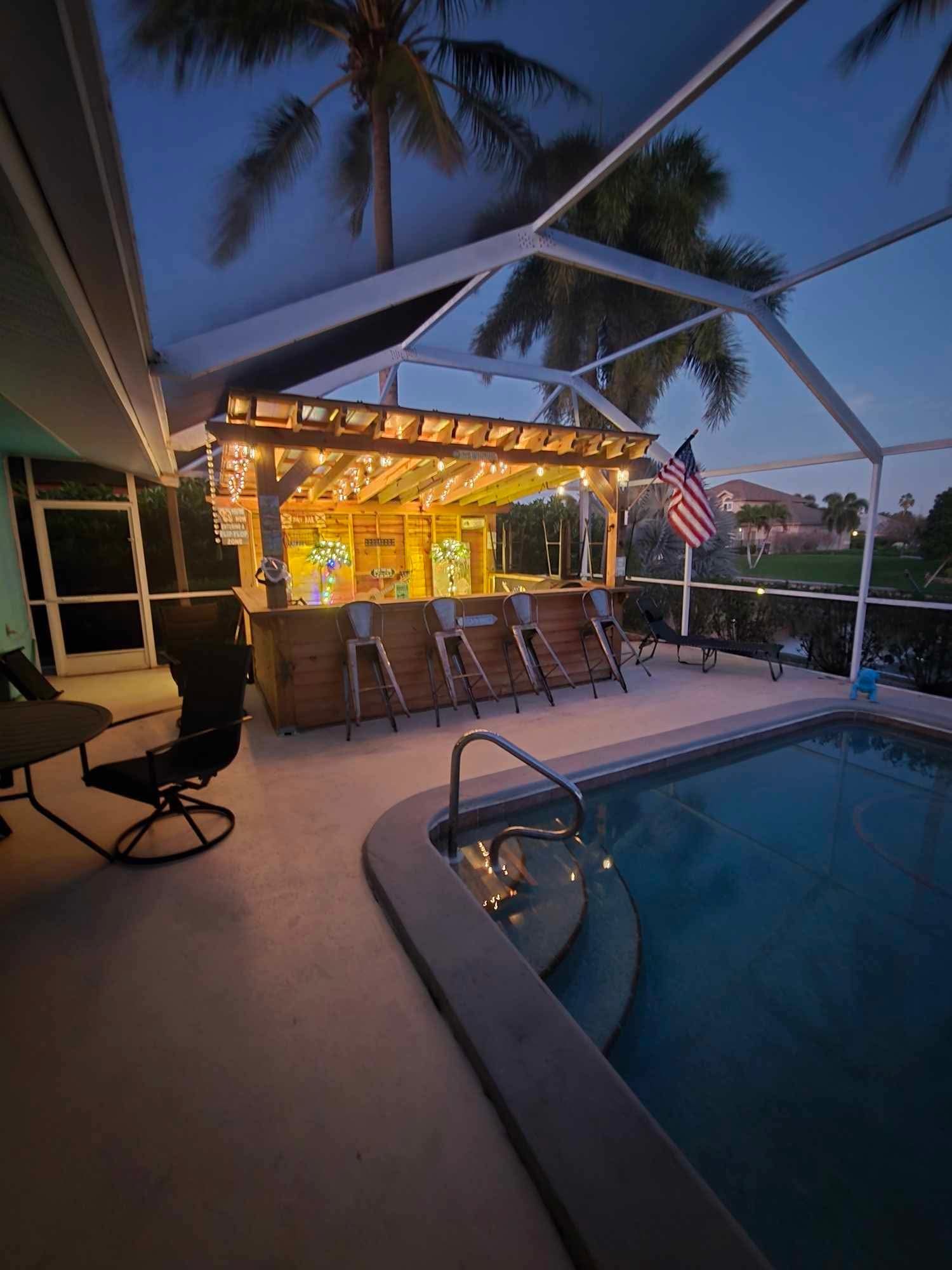 Delivered custom backyard bar