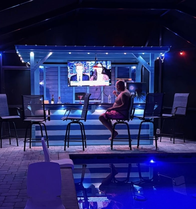 Delivered custom backyard bar