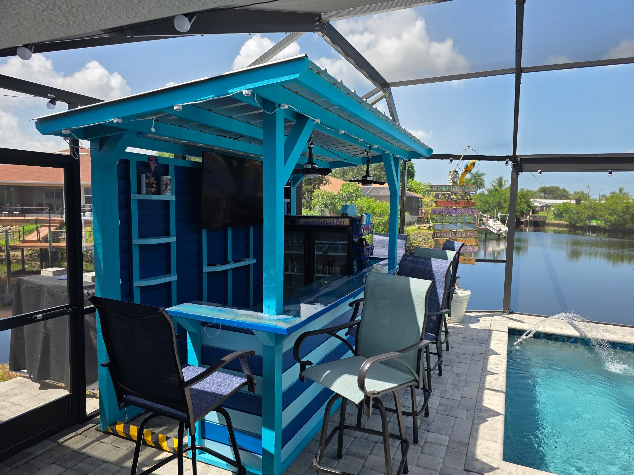 Delivered custom backyard bar