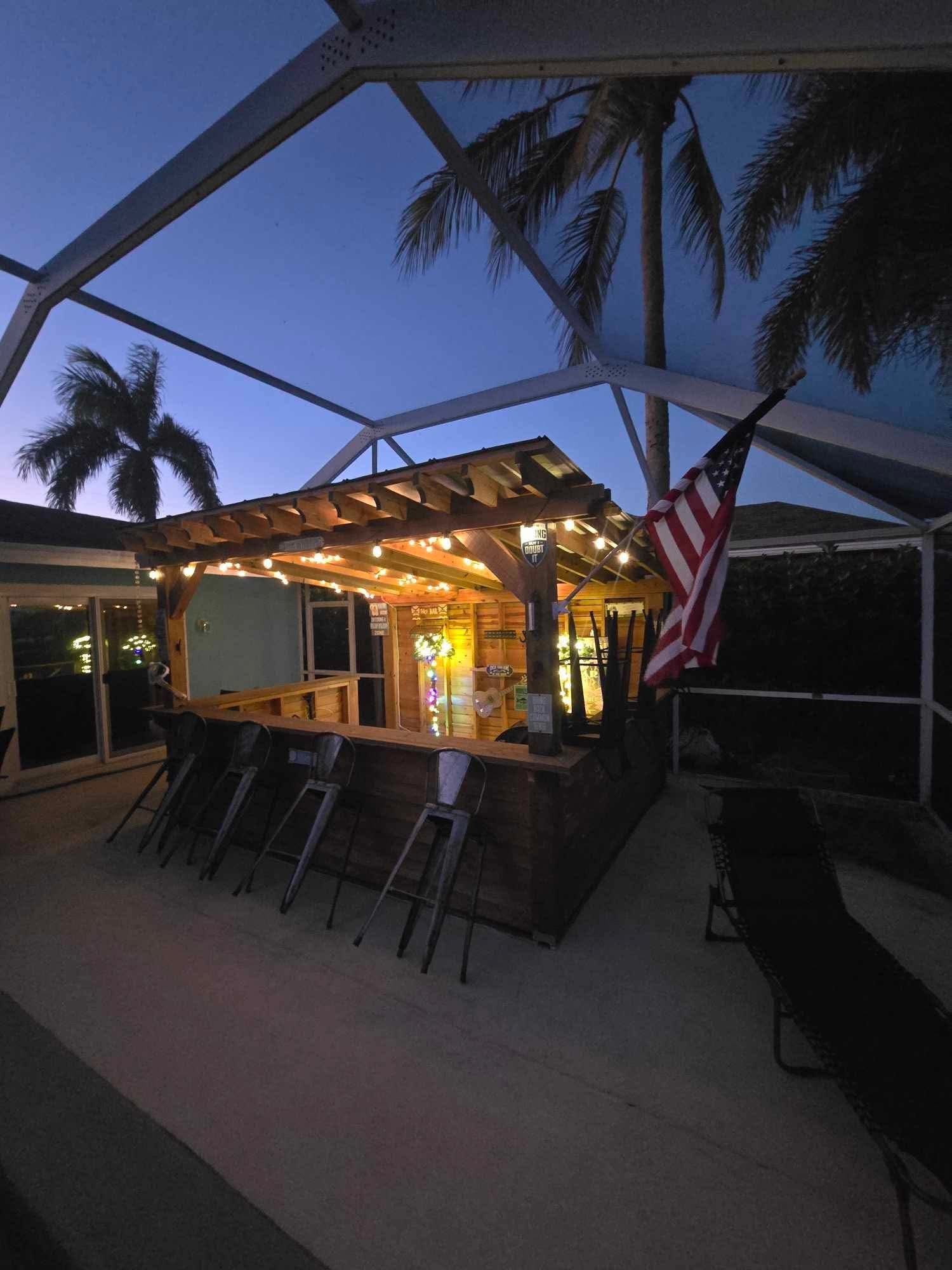 Delivered custom backyard bar