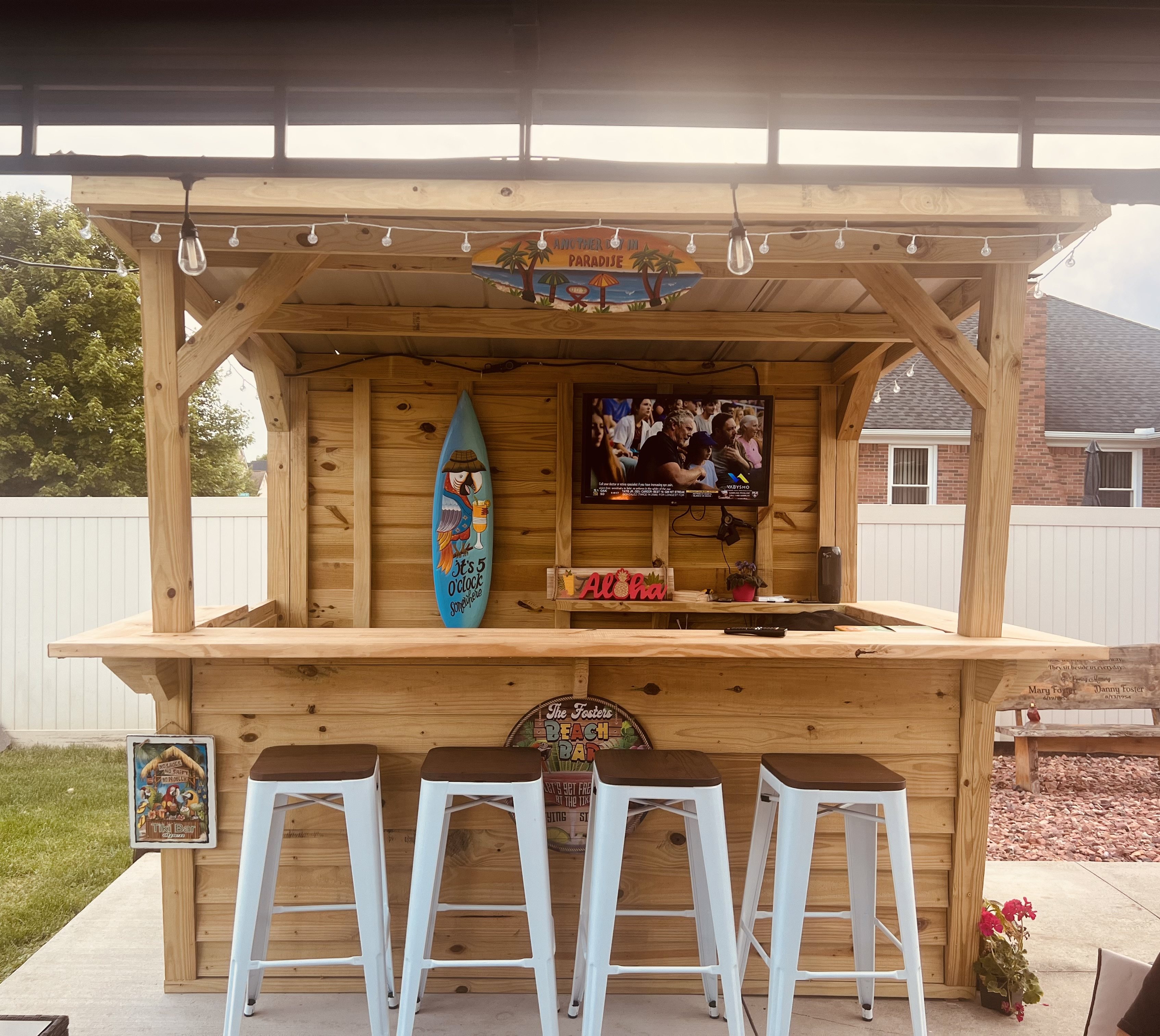 Delivered custom backyard bar