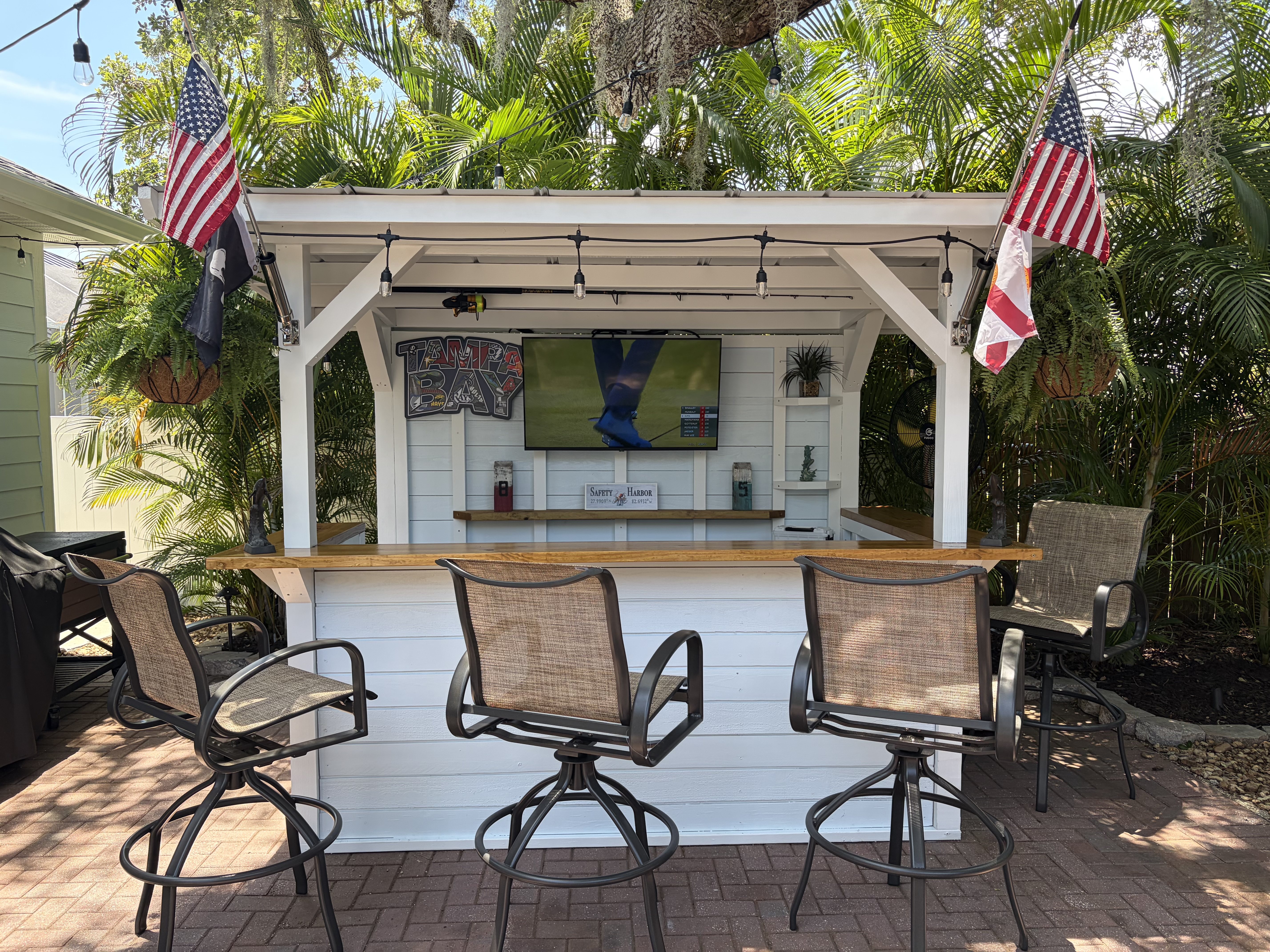 Delivered custom backyard bar