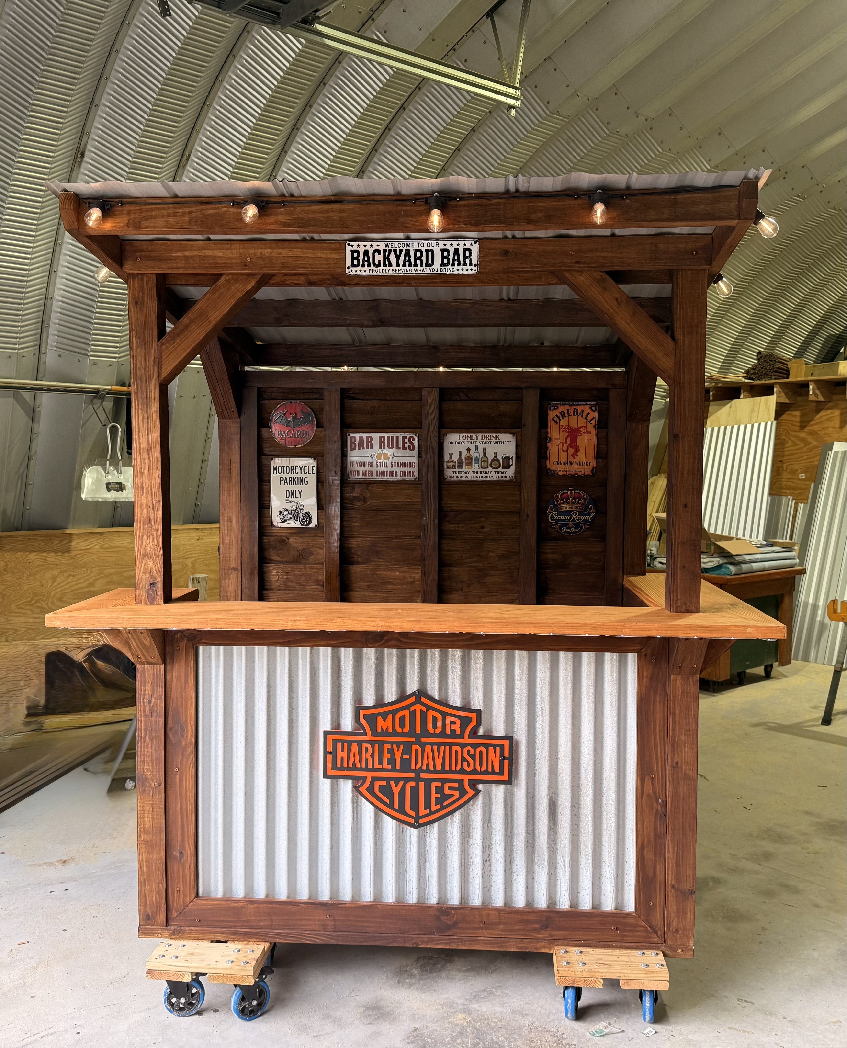 Delivered custom backyard bar