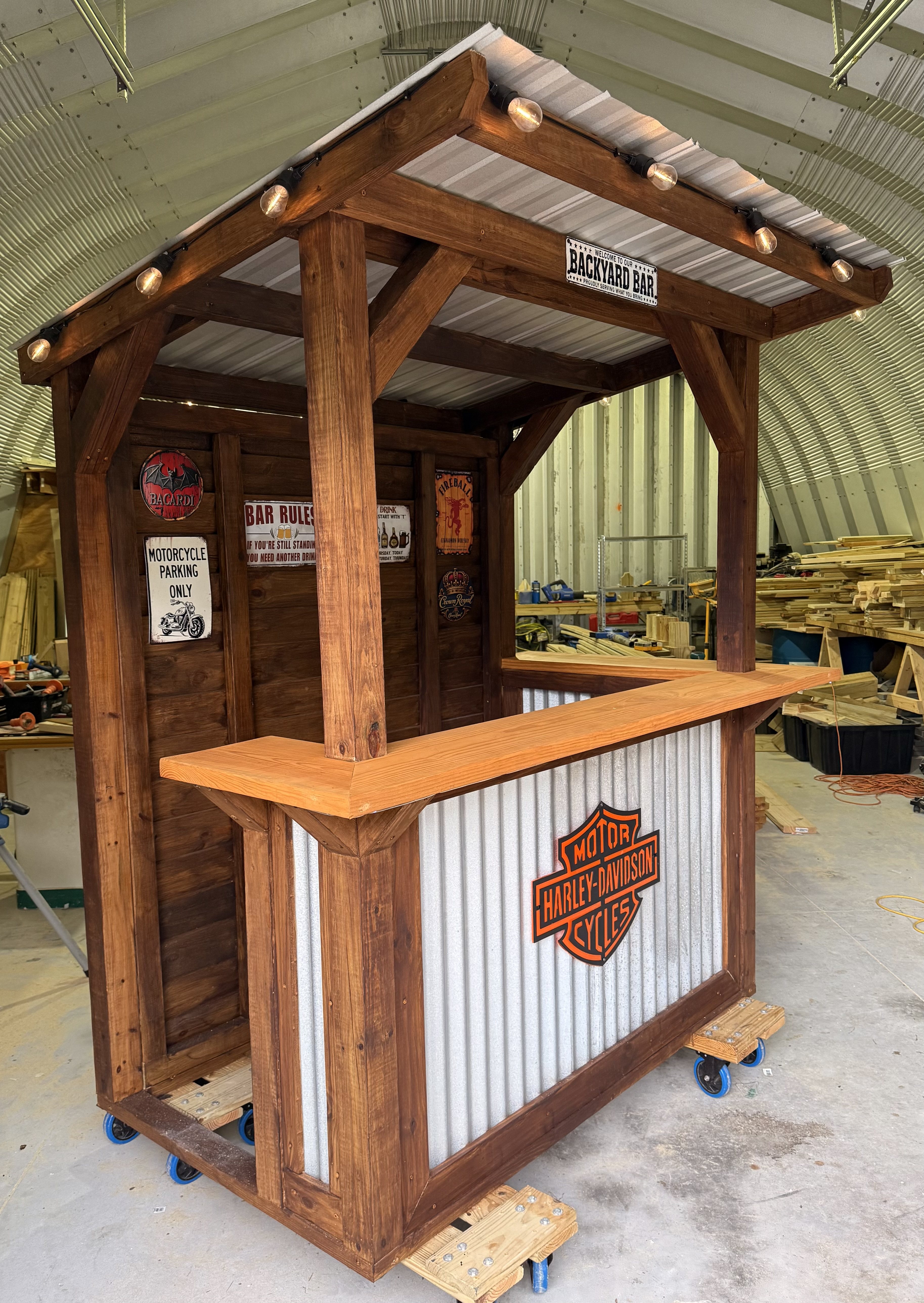 Delivered custom backyard bar