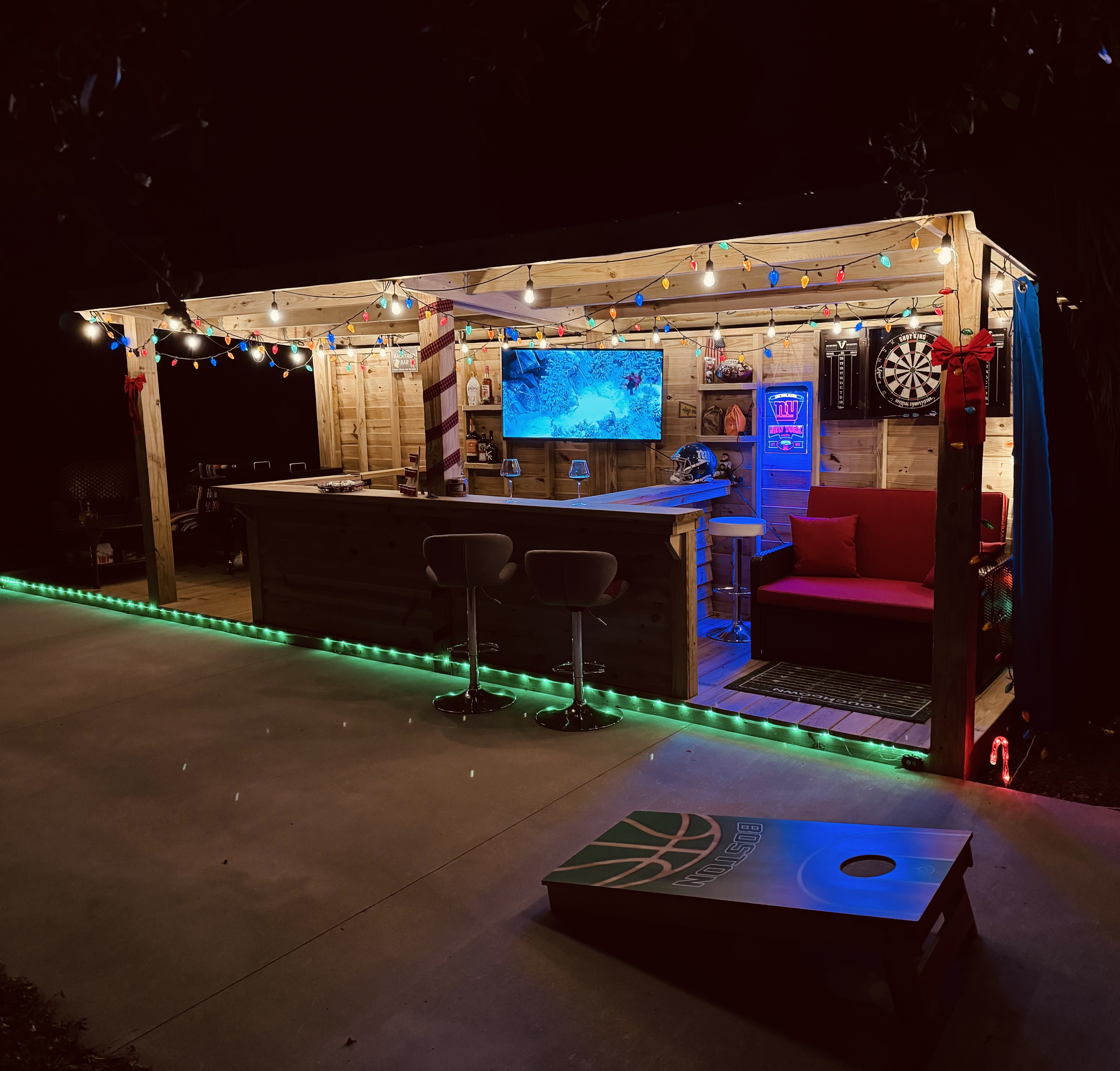 Delivered custom backyard bar