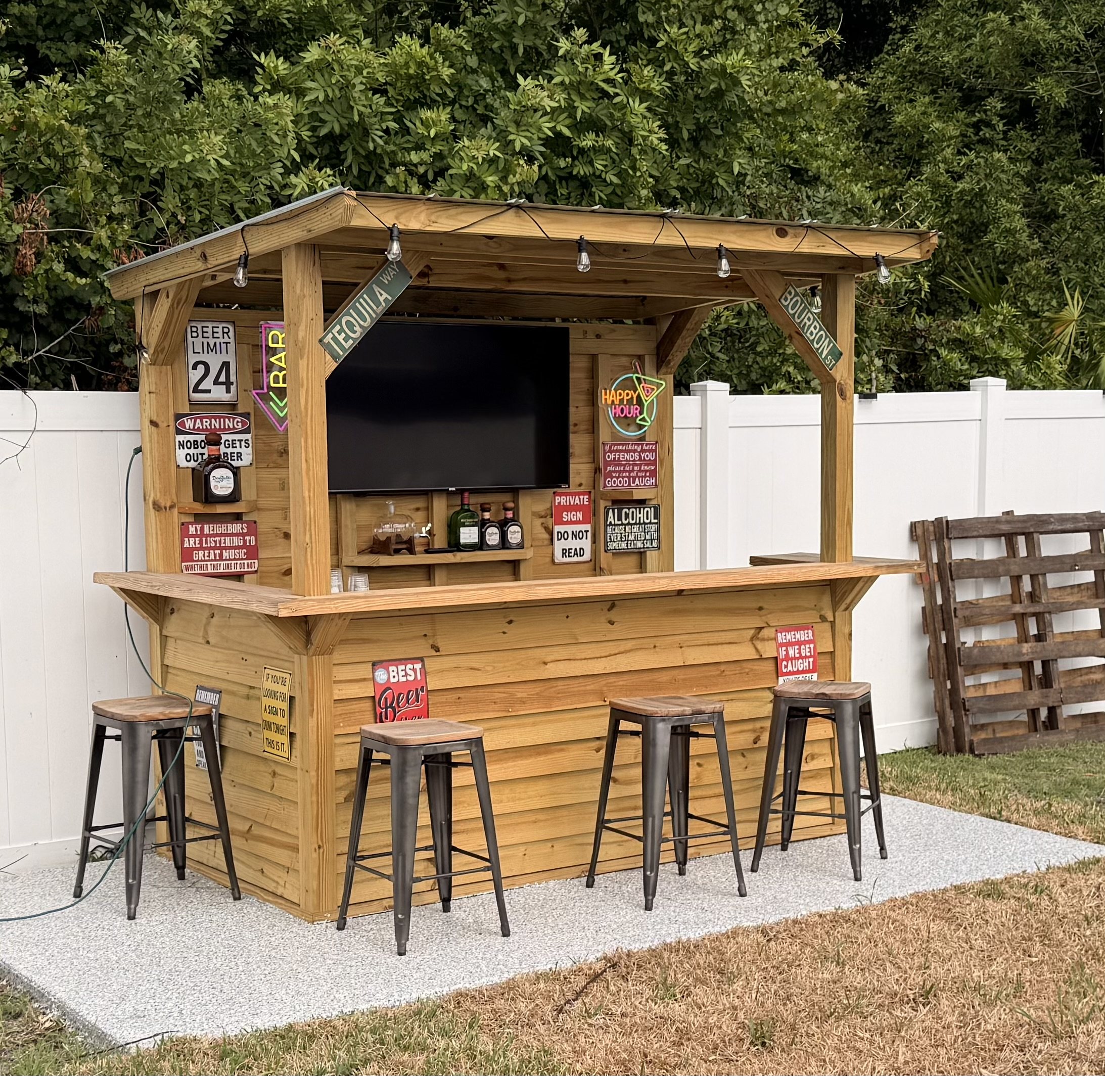 Delivered custom backyard bar