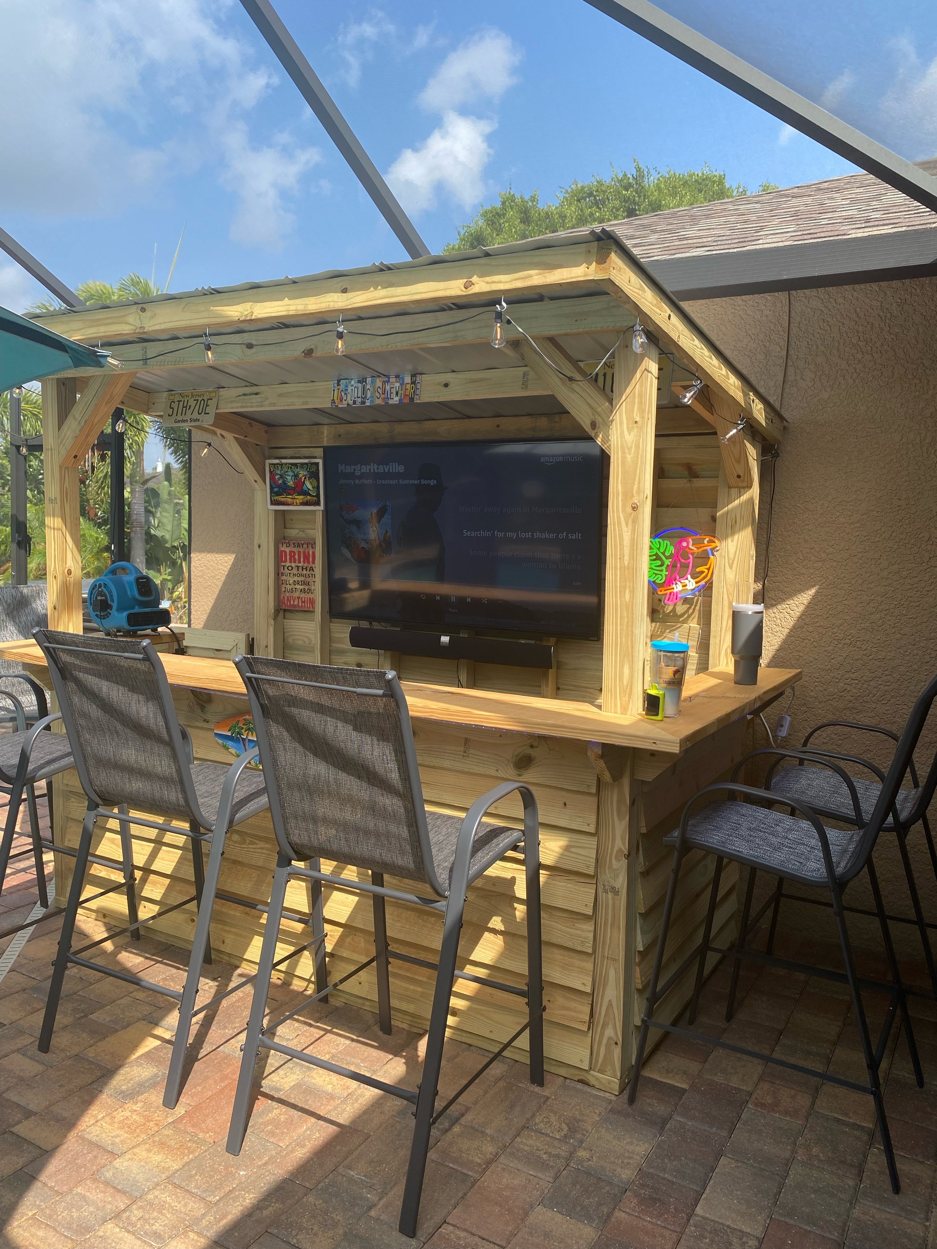 Delivered custom backyard bar