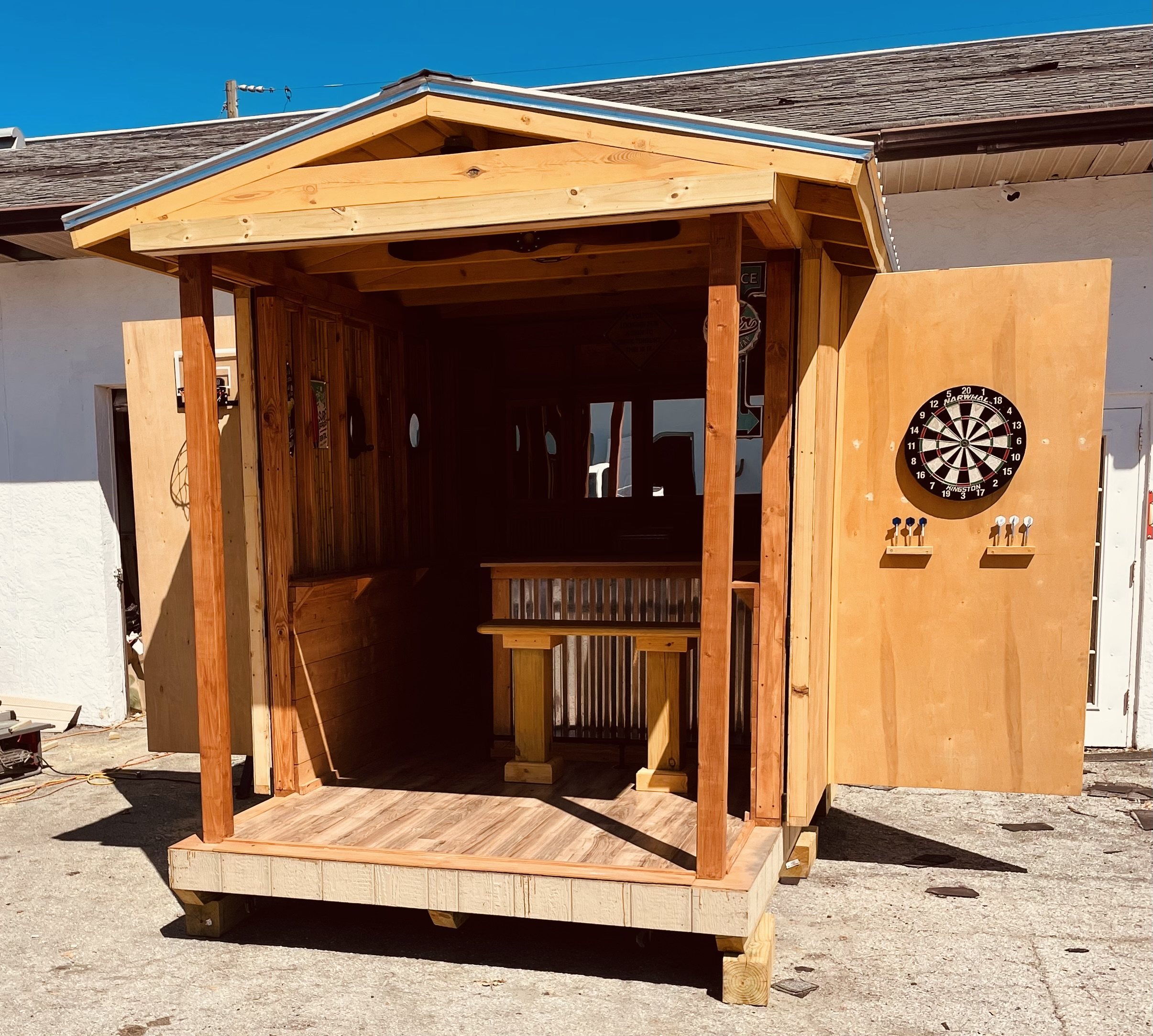 Delivered custom backyard bar