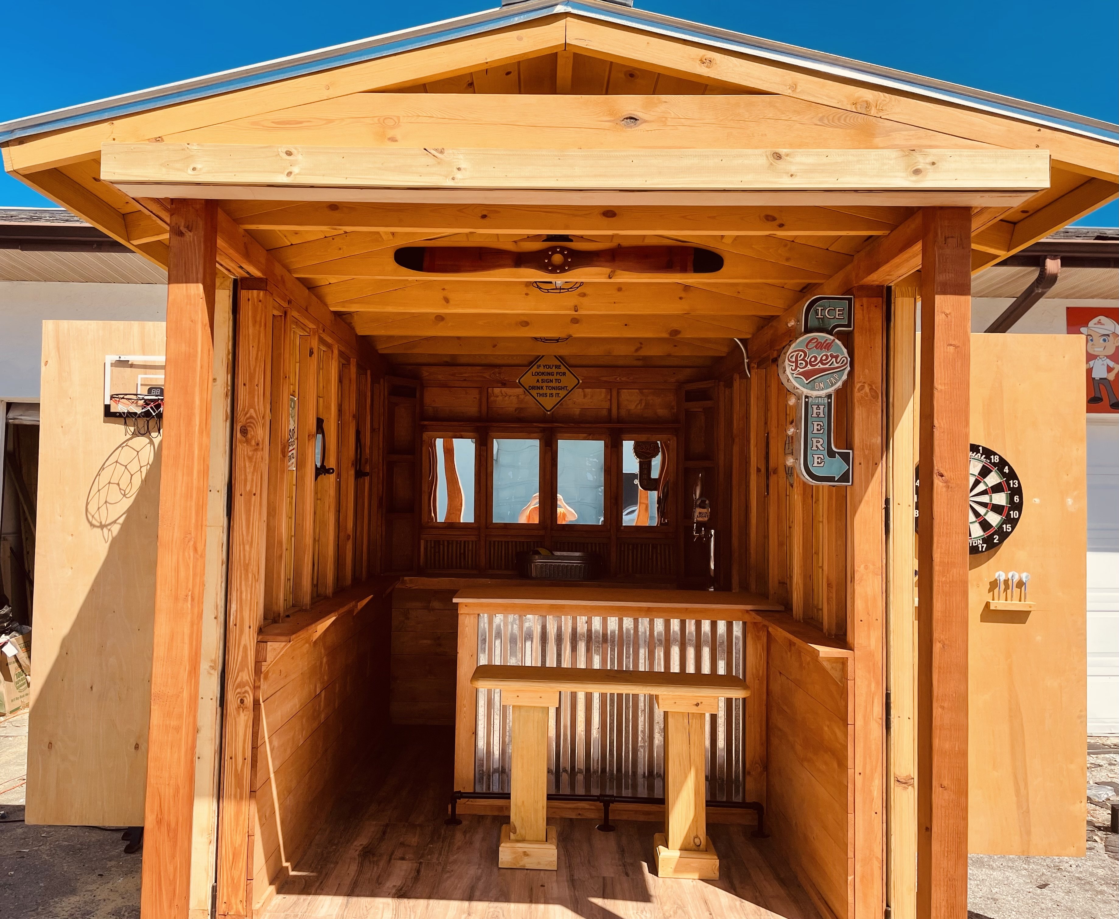 Delivered custom backyard bar