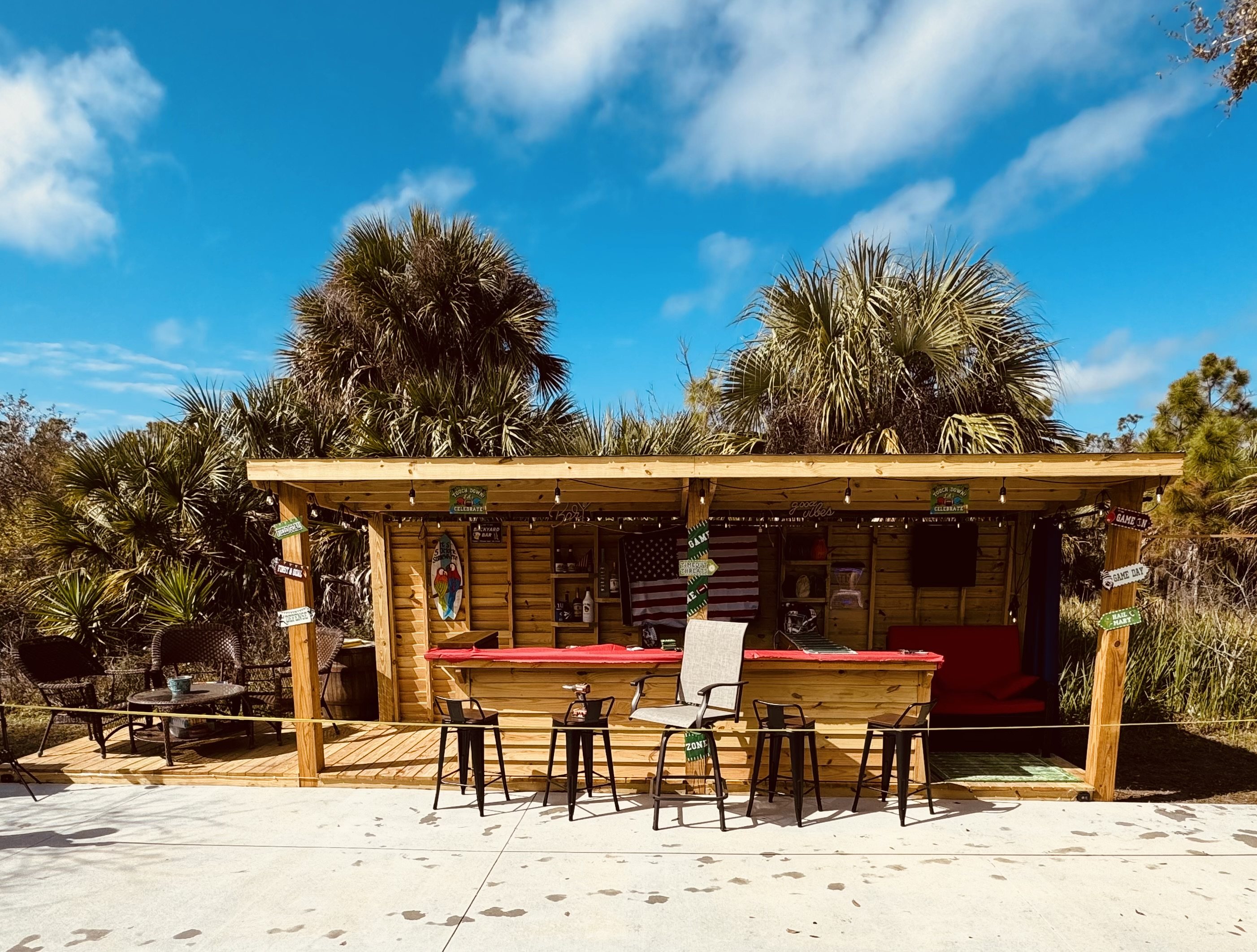 Delivered custom backyard bar