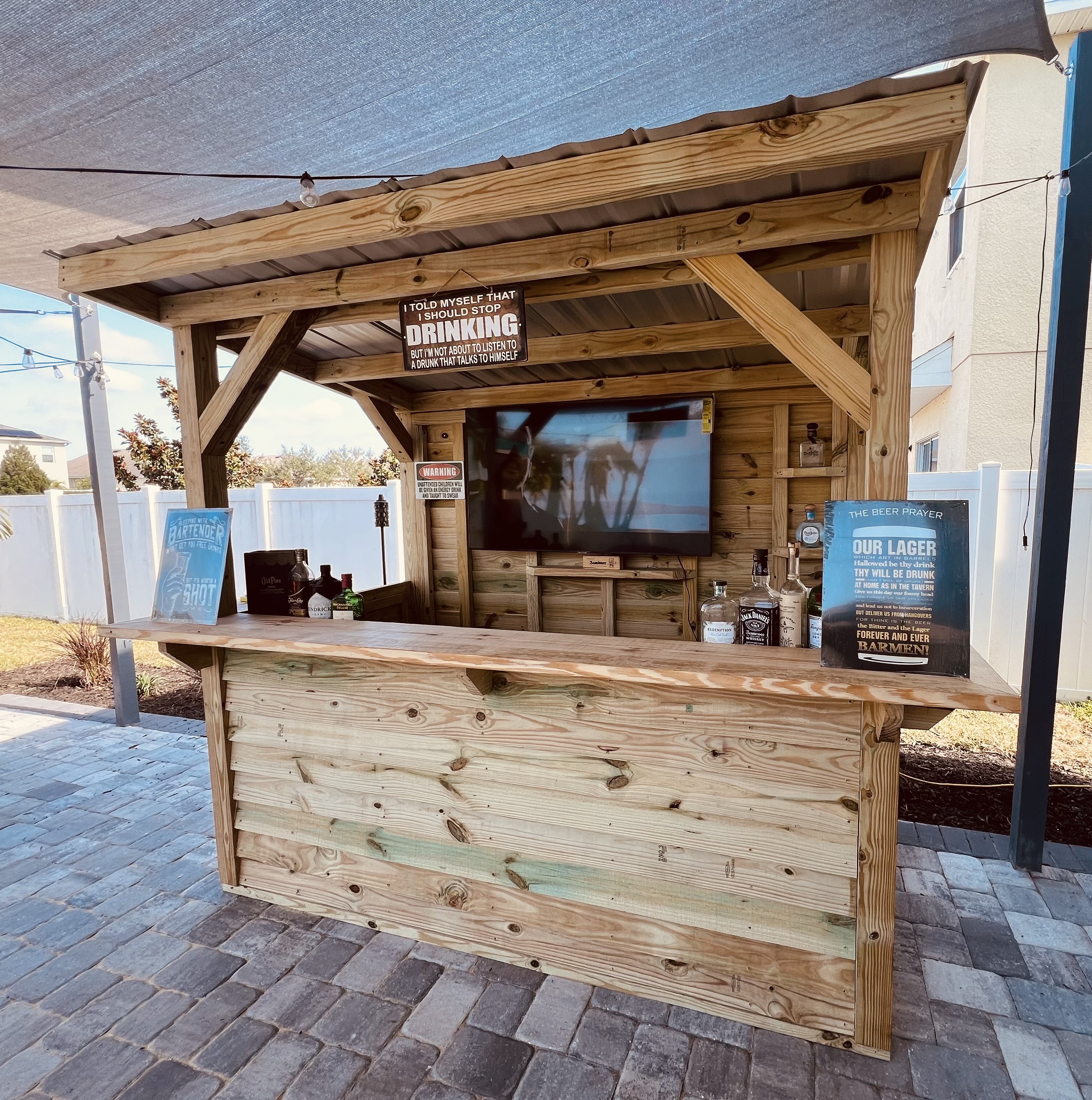 Delivered custom backyard bar
