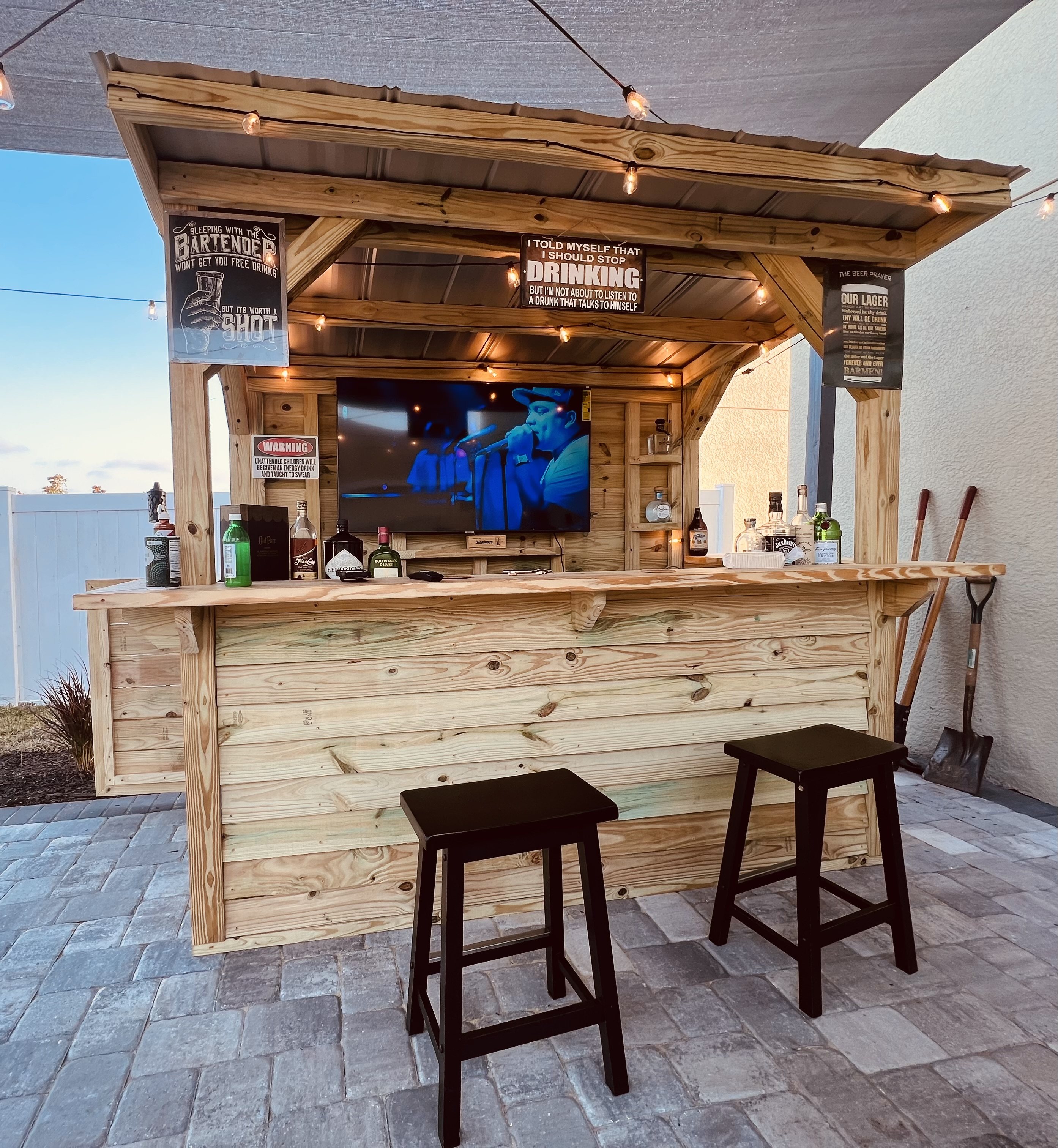 Delivered custom backyard bar