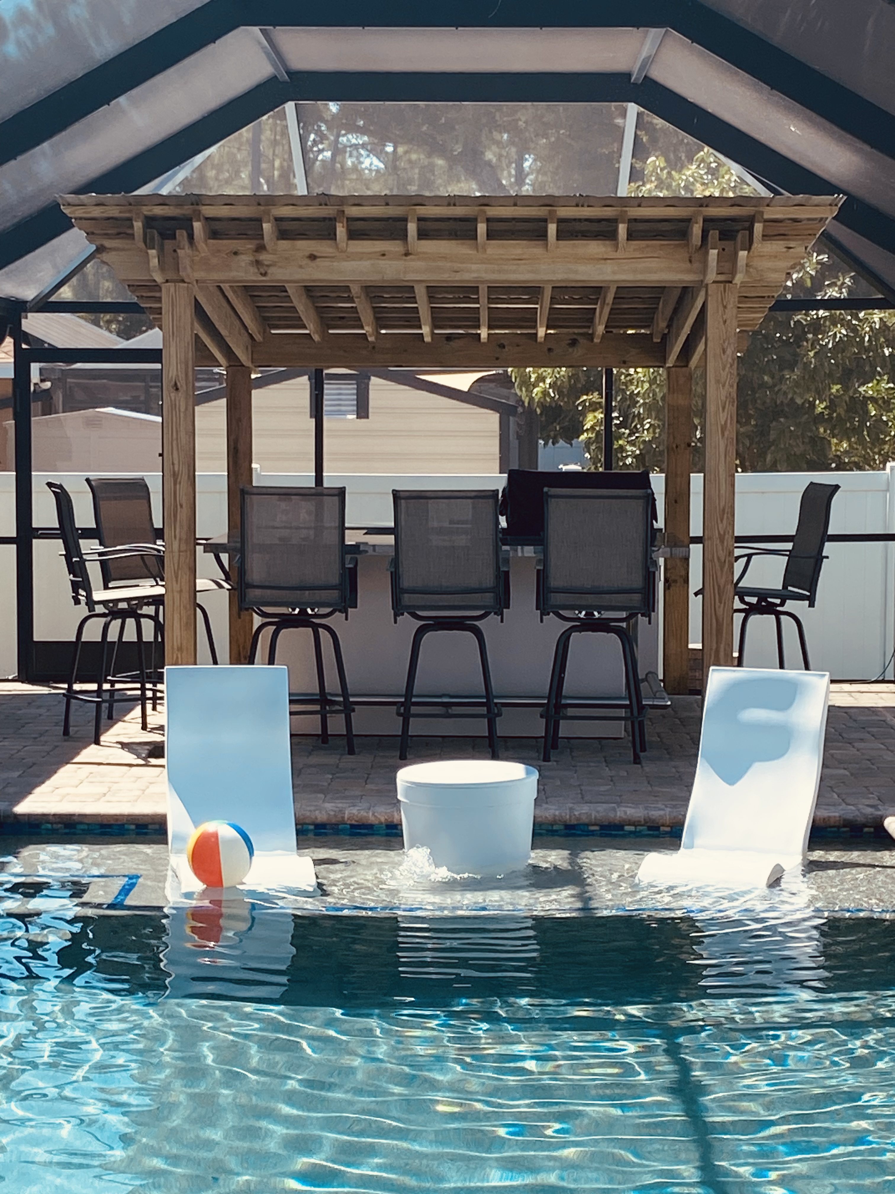 Delivered custom backyard bar