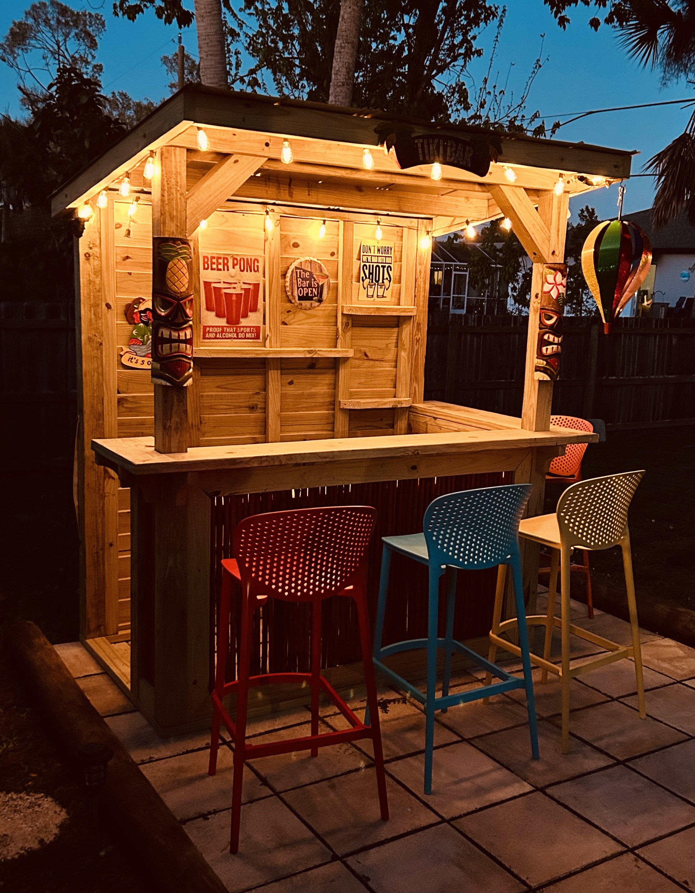 Delivered custom backyard bar