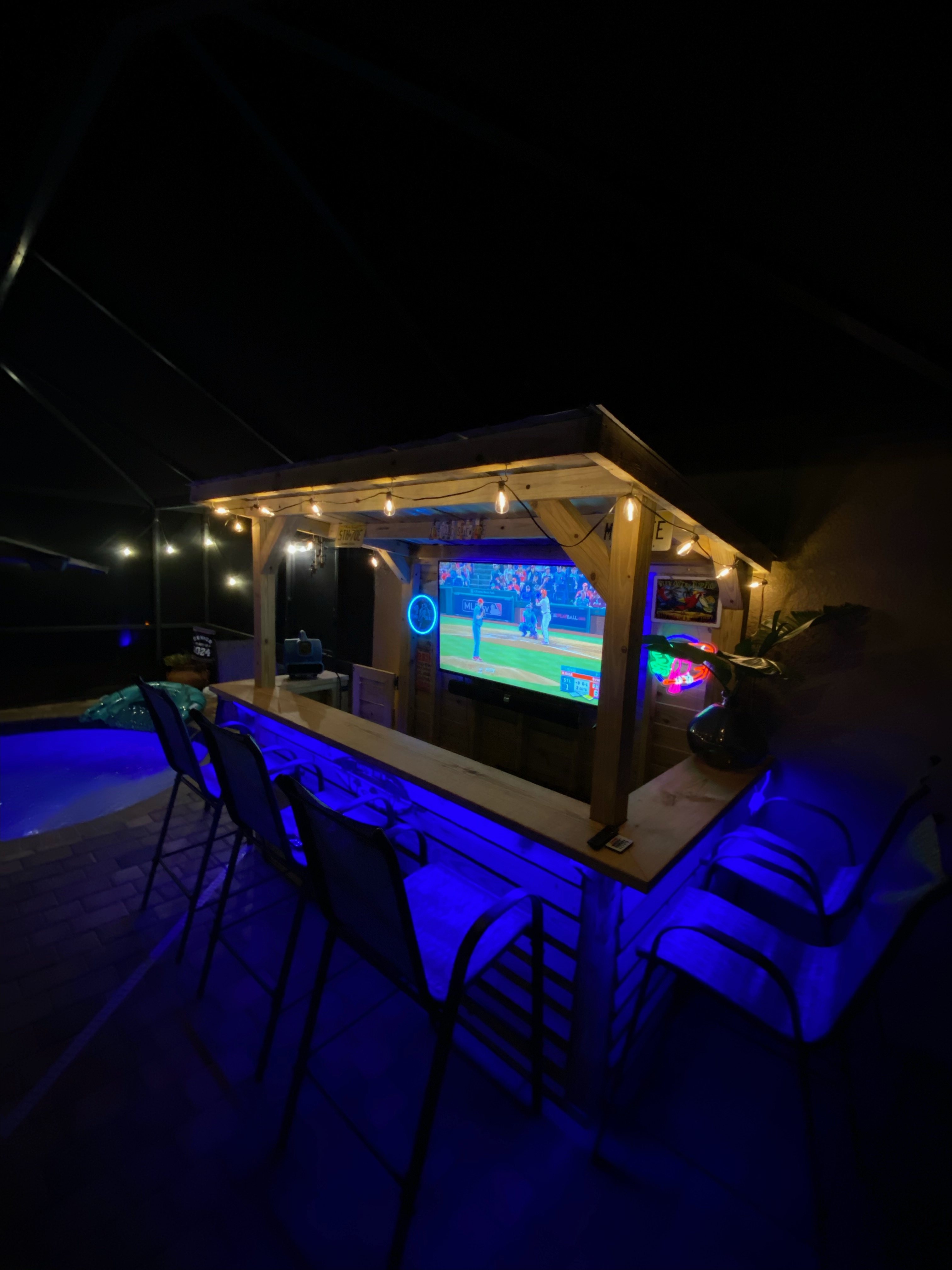 Delivered custom backyard bar