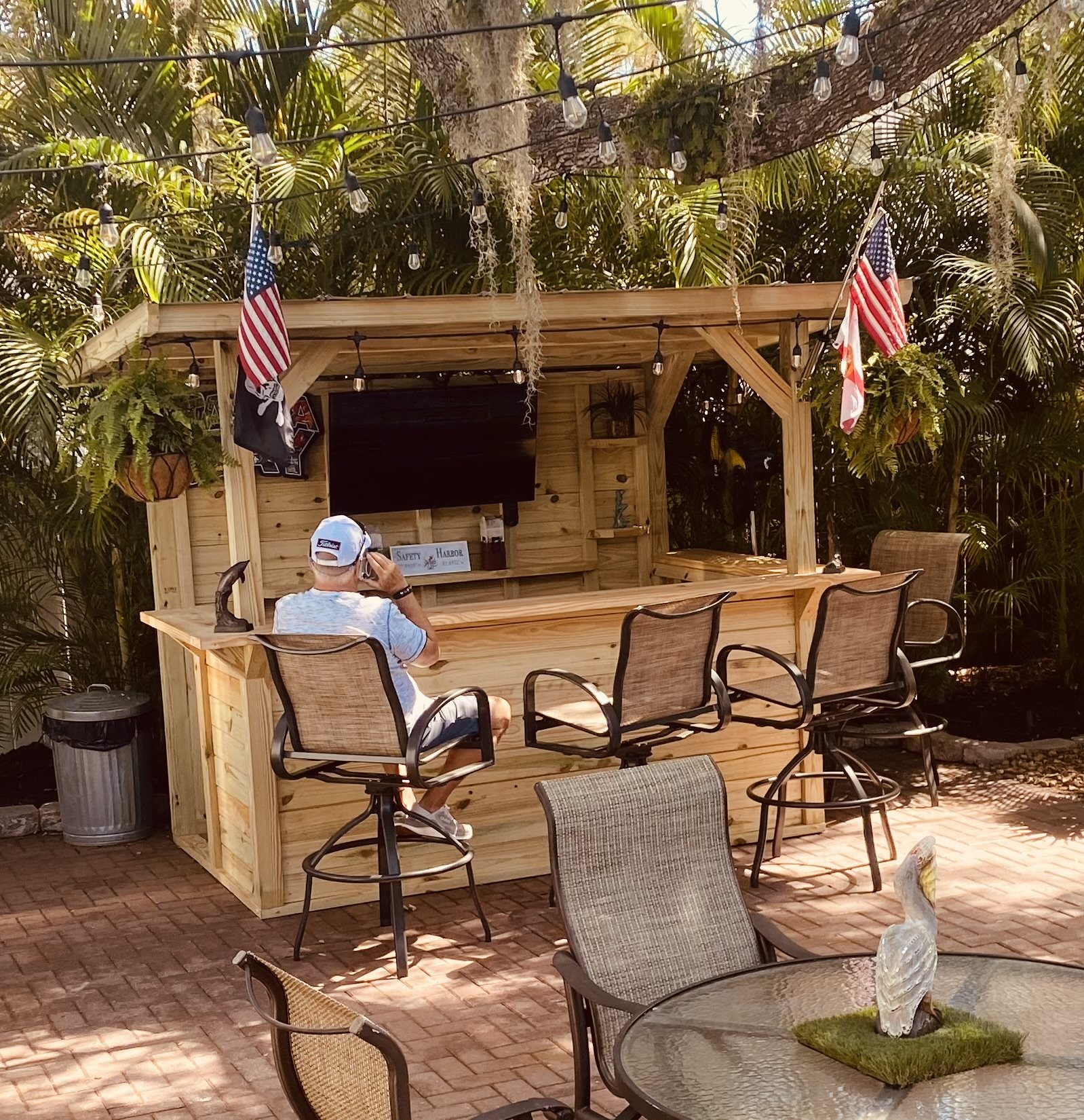 Delivered custom backyard bar