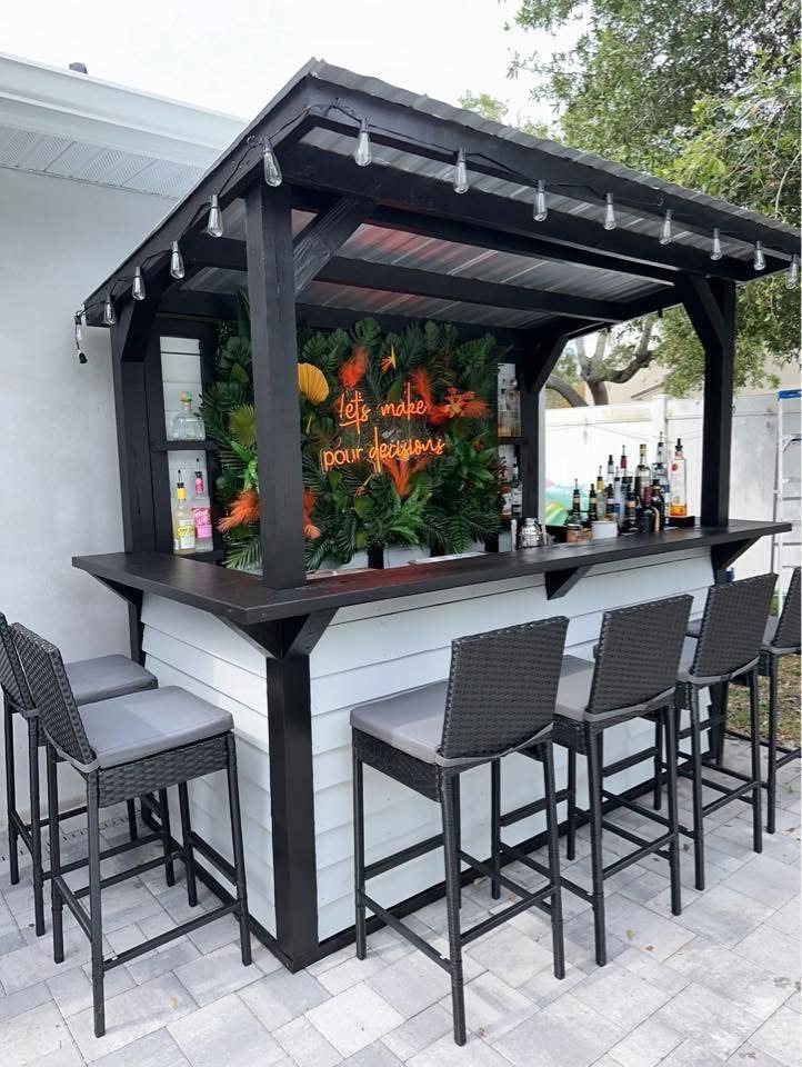 Delivered custom backyard bar