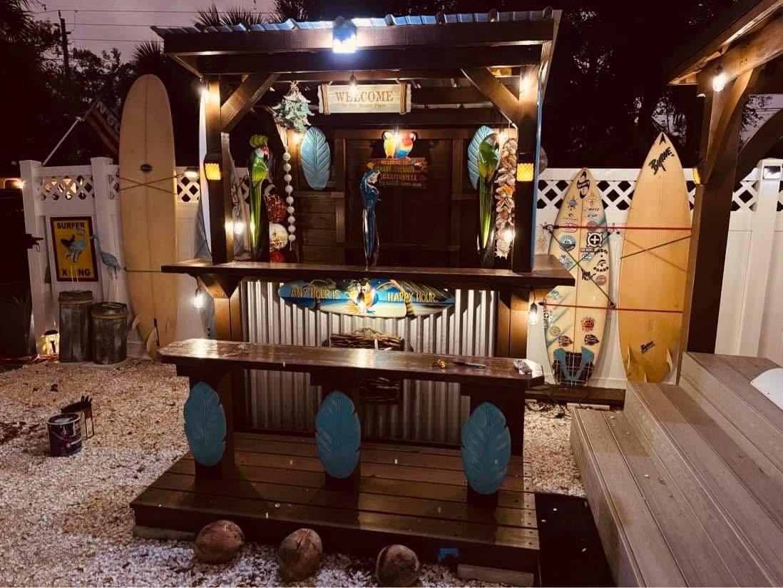 Delivered custom backyard bar