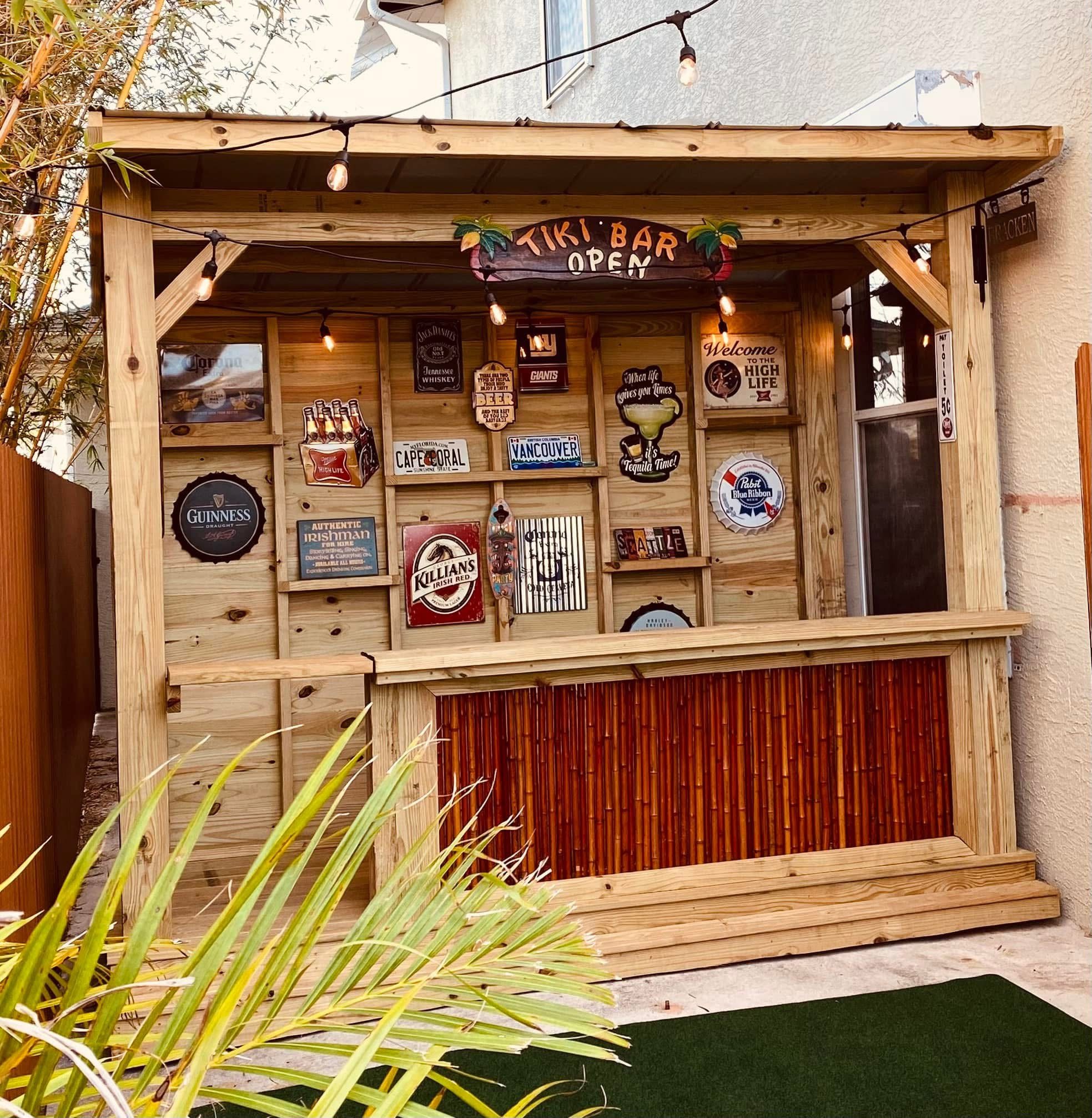 Delivered custom backyard bar