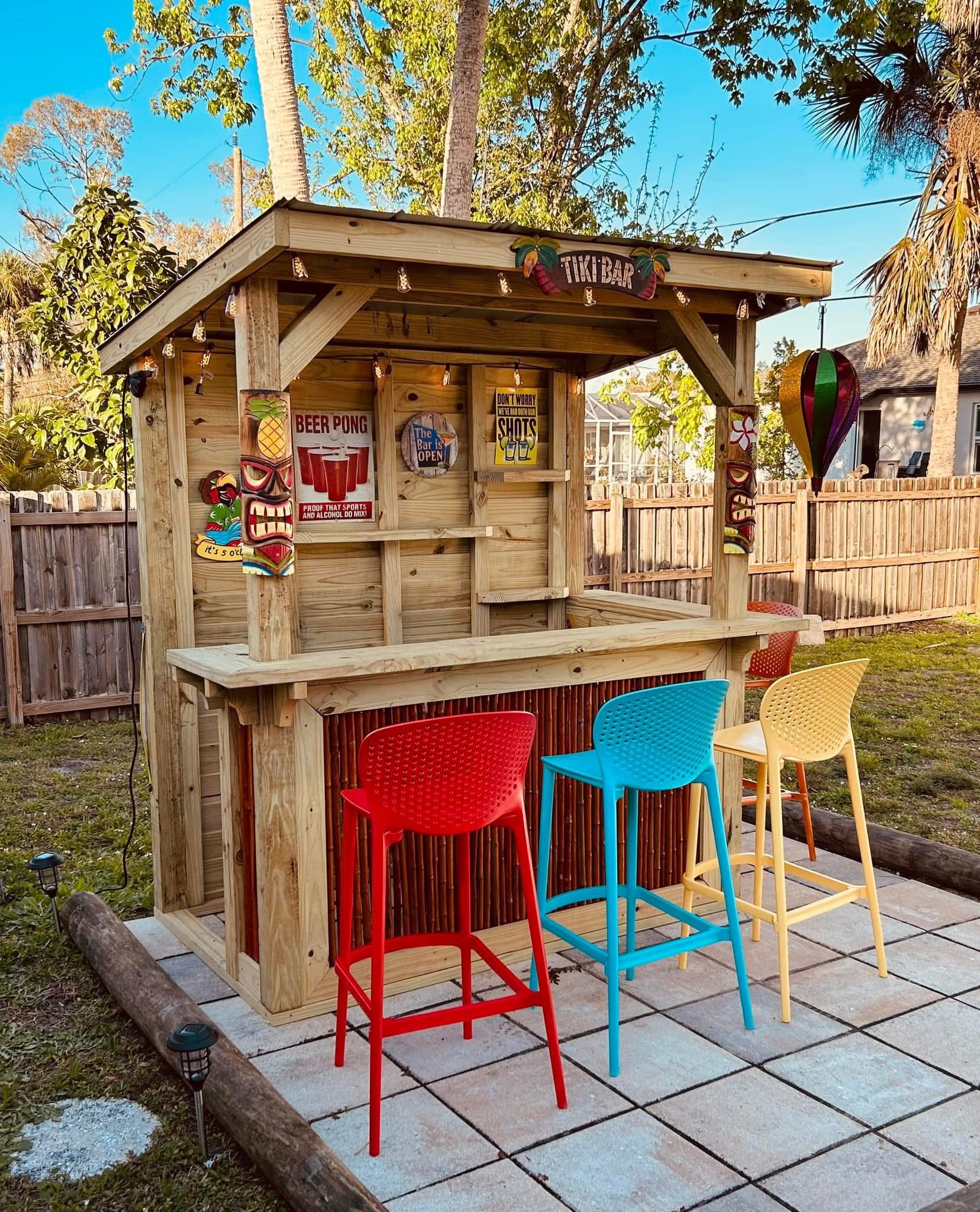 Delivered custom backyard bar