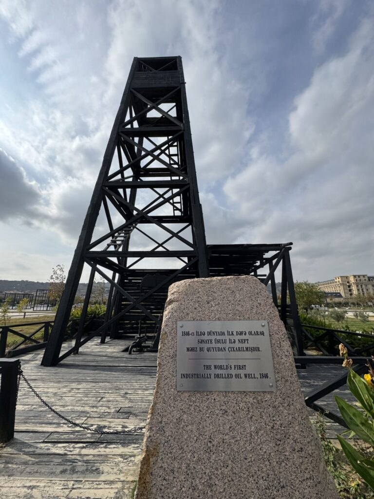 The first industrially drilled oil well is in Baku