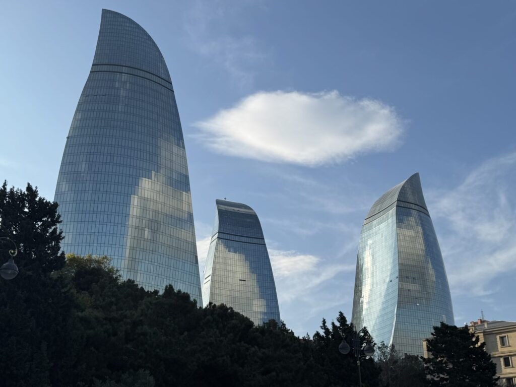 The land of fire, Baku, has flame towers!