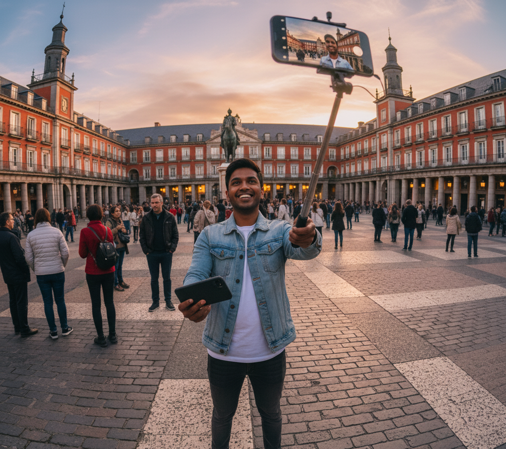 A selfie of me taking a selfie in Madrid. Is this why I need a digital detox?