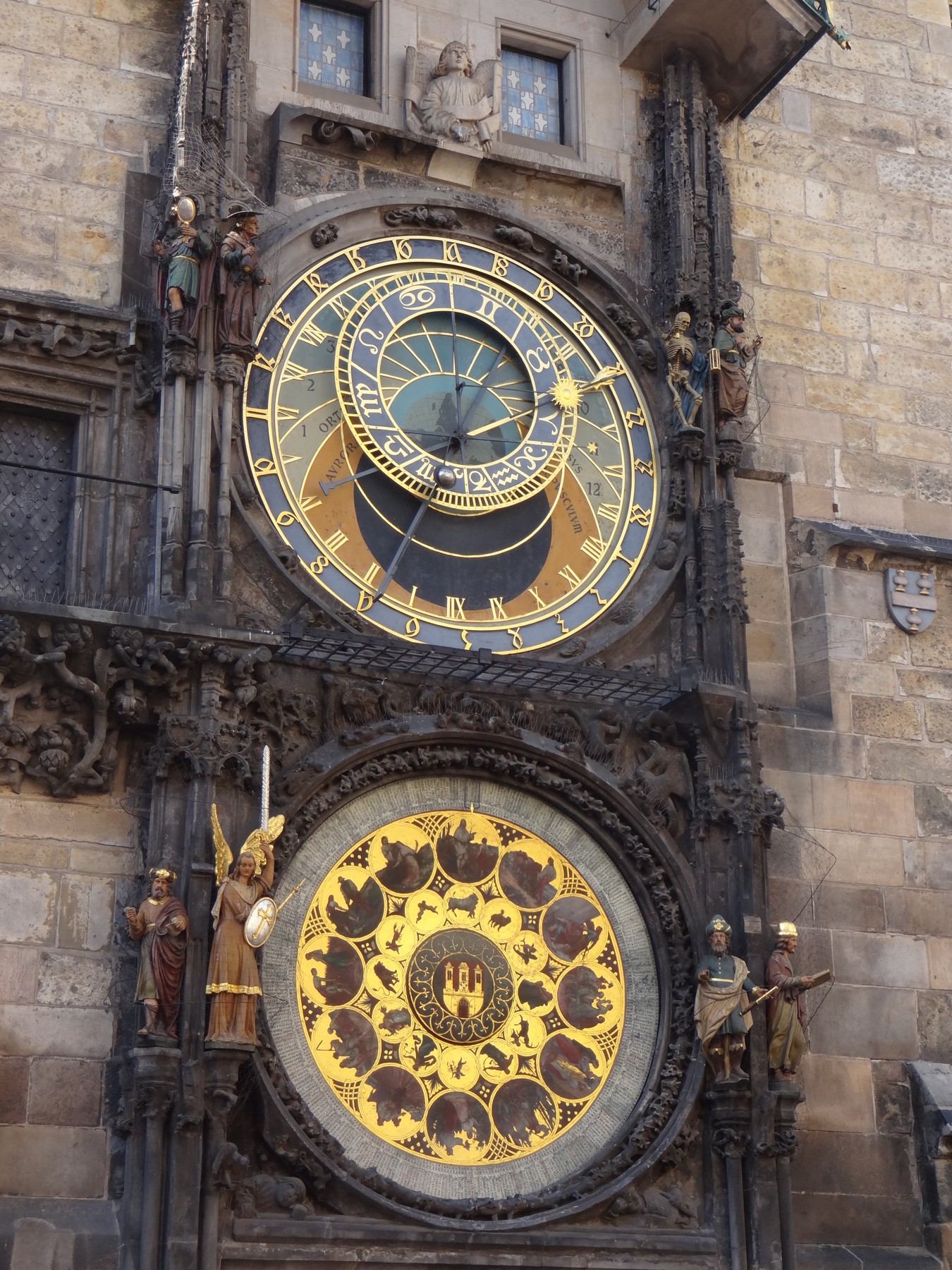 The astronomical clock on Prague’s Old Town Hall, with its astronomical and calendar dials.