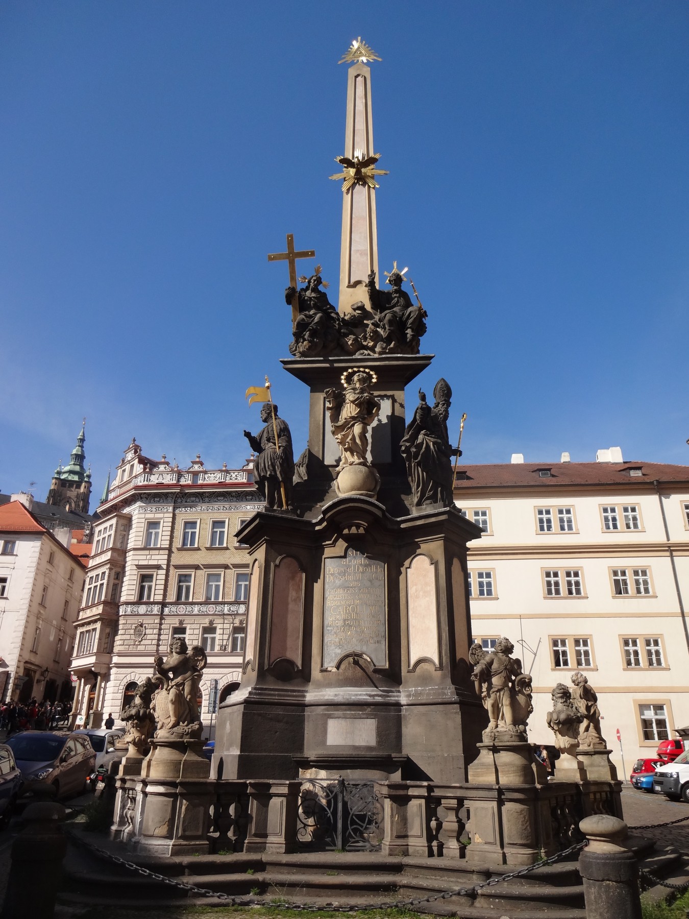 The Holy Trinity plague column in Lesser Town Square, Prague.
