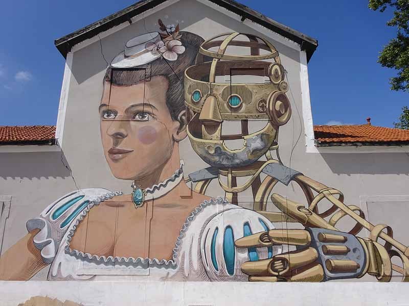 Travel photograph of street art meets parallel worlds