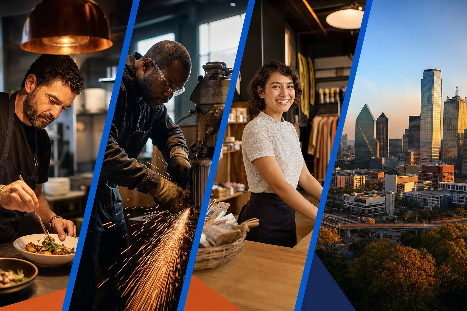 Dallas businesses and the city skyline