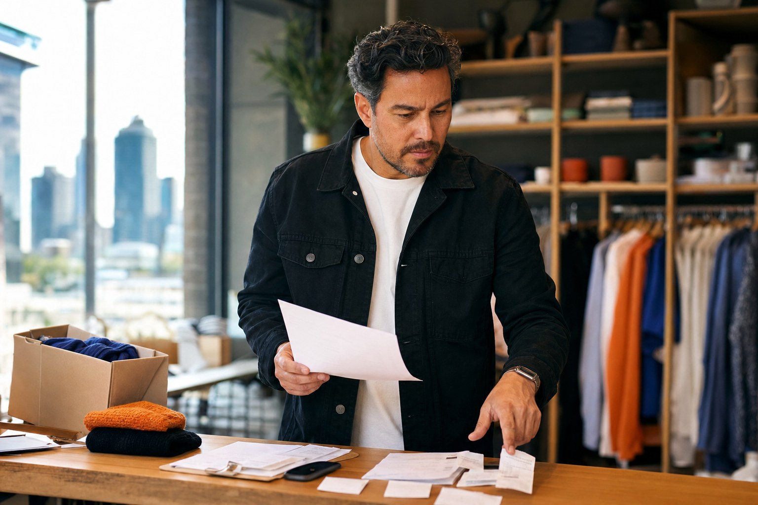 Business owner at work