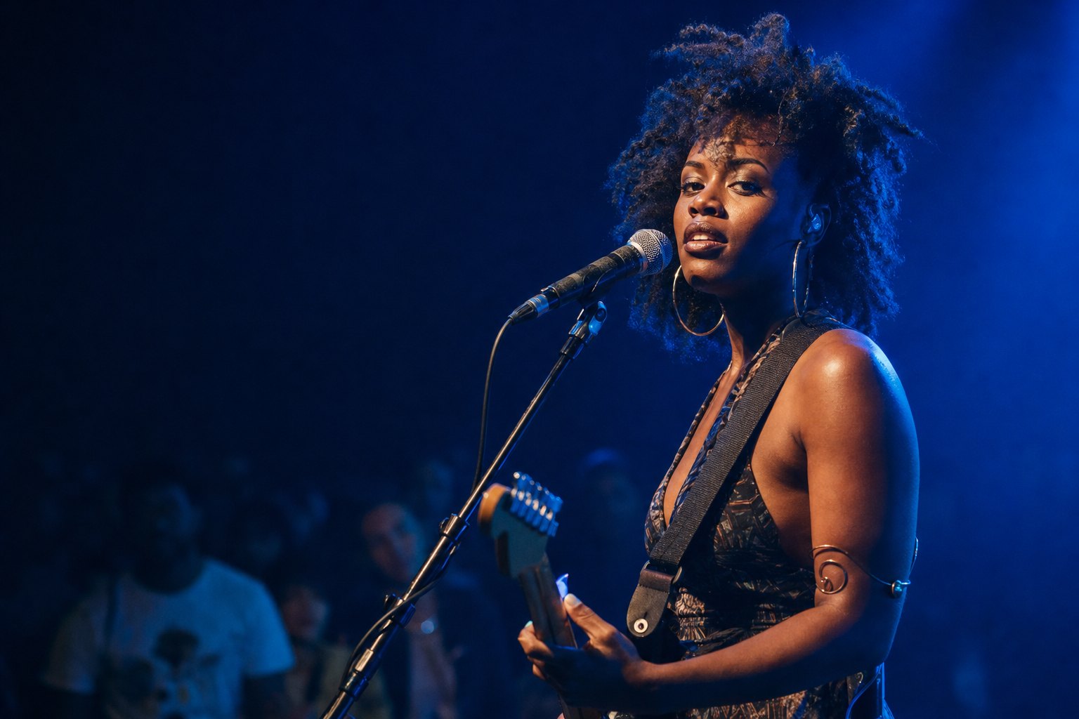Singer performing live on stage