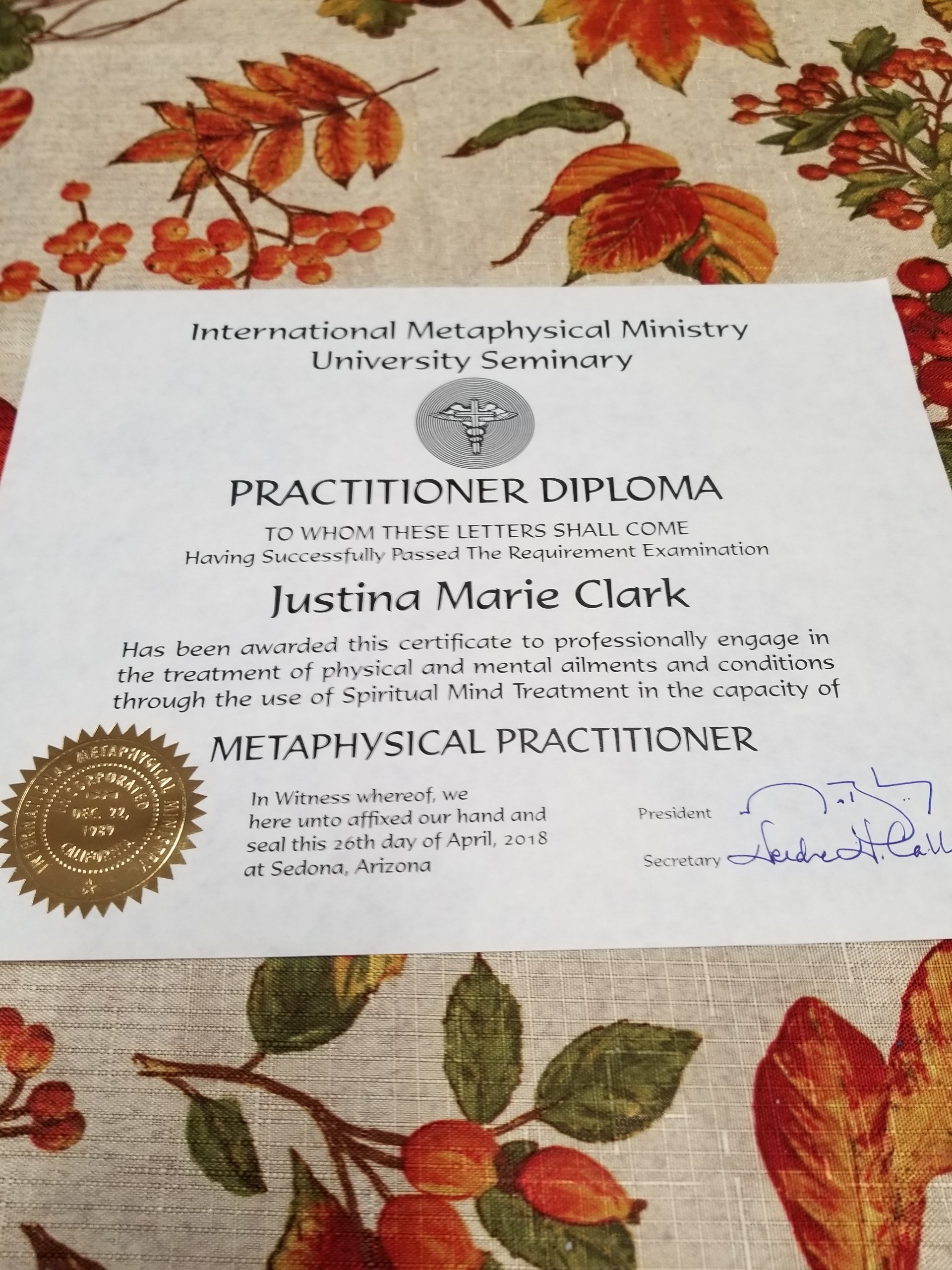 Metaphysical Practitioner Certificate