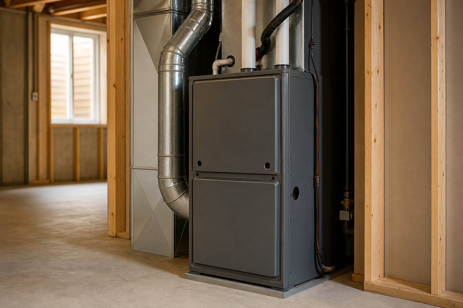 Residential furnace in a clean utility room