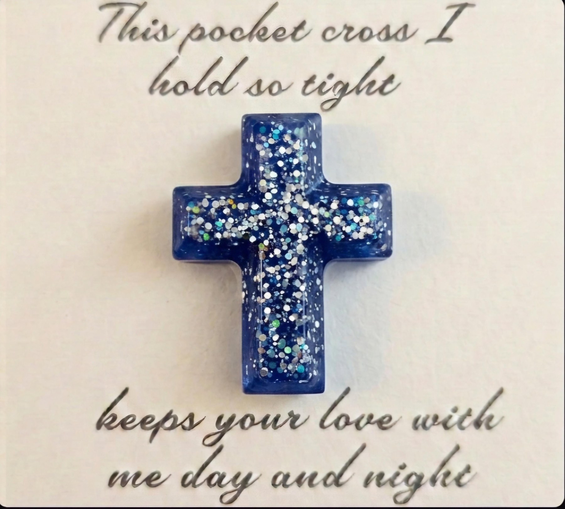 Resin Pocket Cross with Memorial Card | Handmade Sympathy Bereavement Gift