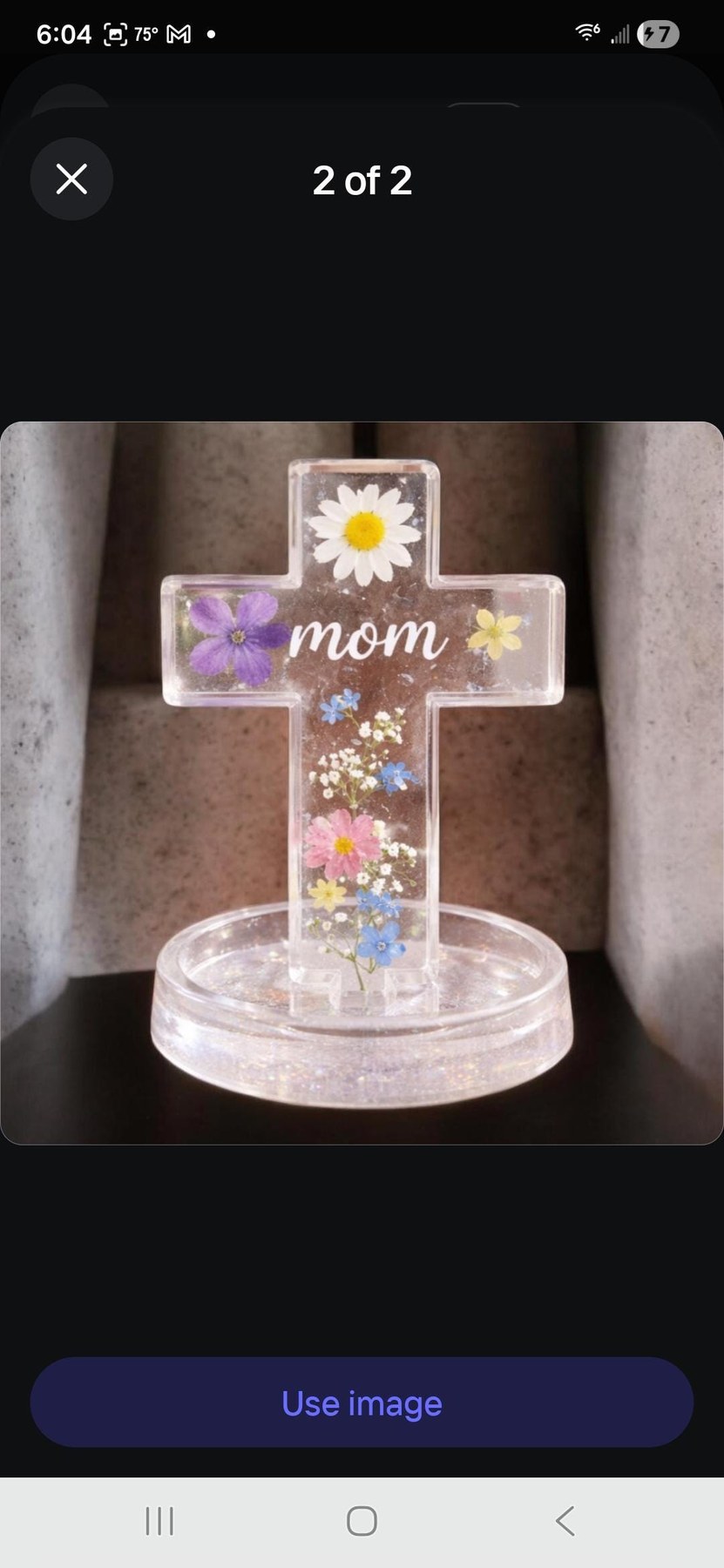 Personalized resin cross with flowers