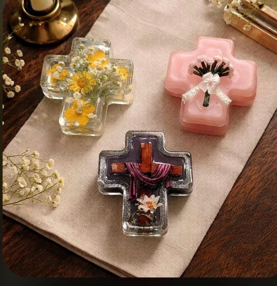 Resin Cross Memorial Trinket Box | Handmade Keepsake, Sympathy, Remembrance Decor