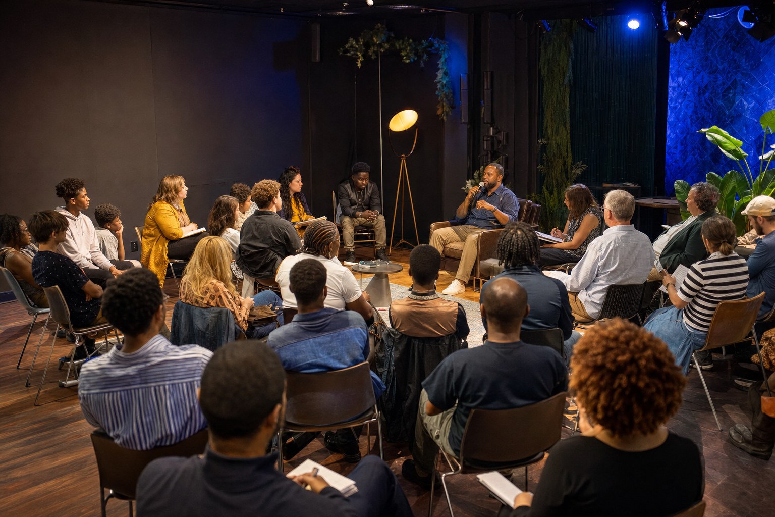 Community learning session with attendees and a speaker